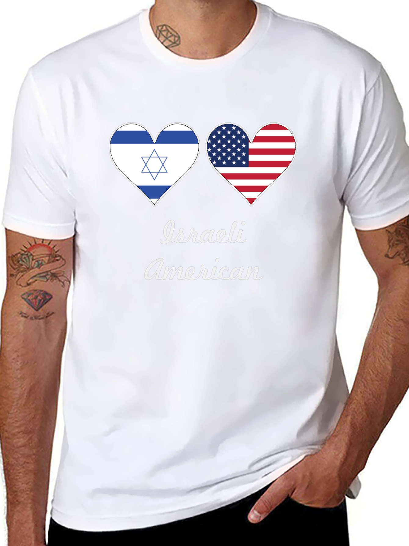 Israeli American Flag Heart T-Shirt