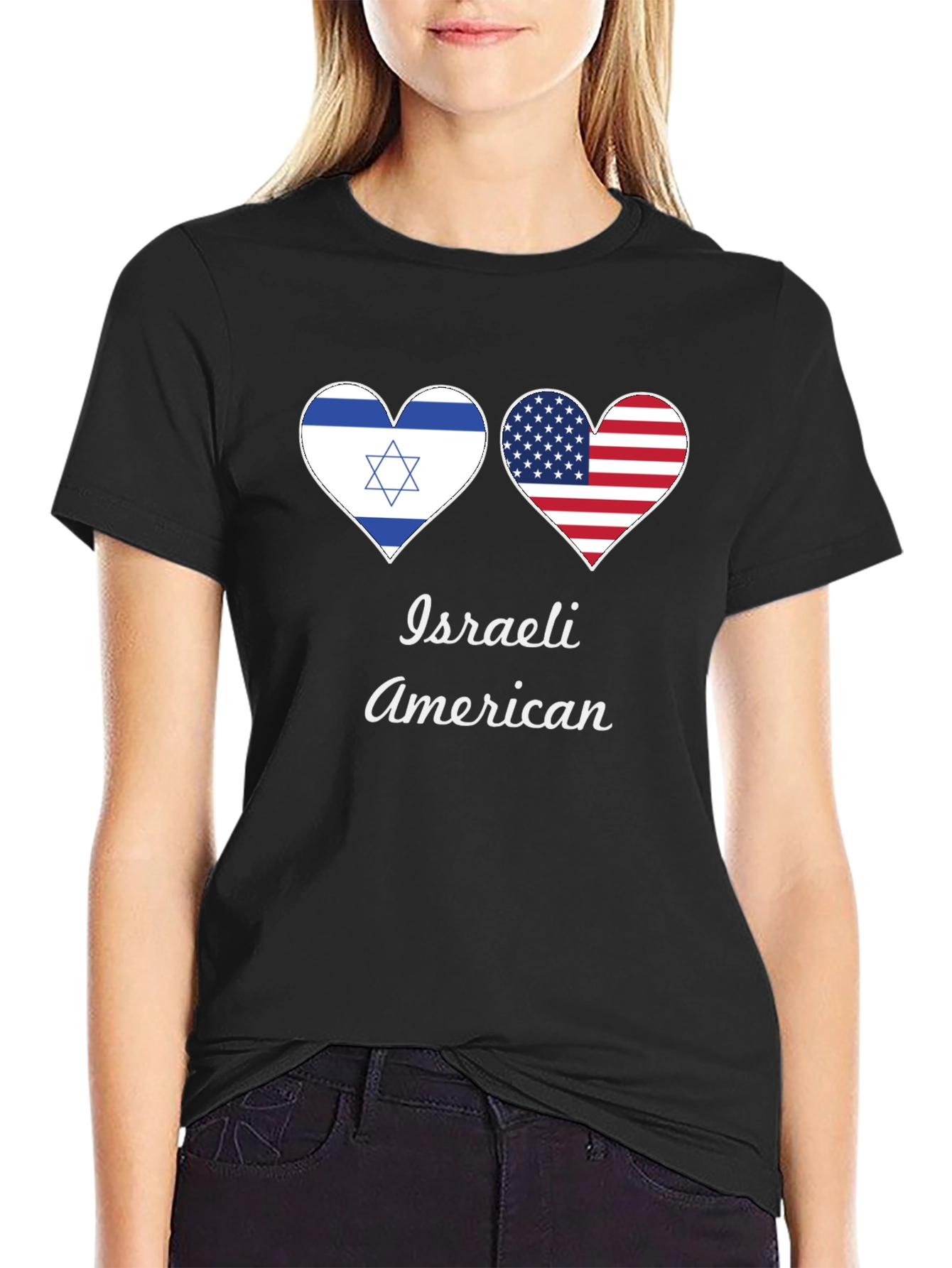 Israeli American Flag Heart T-Shirt