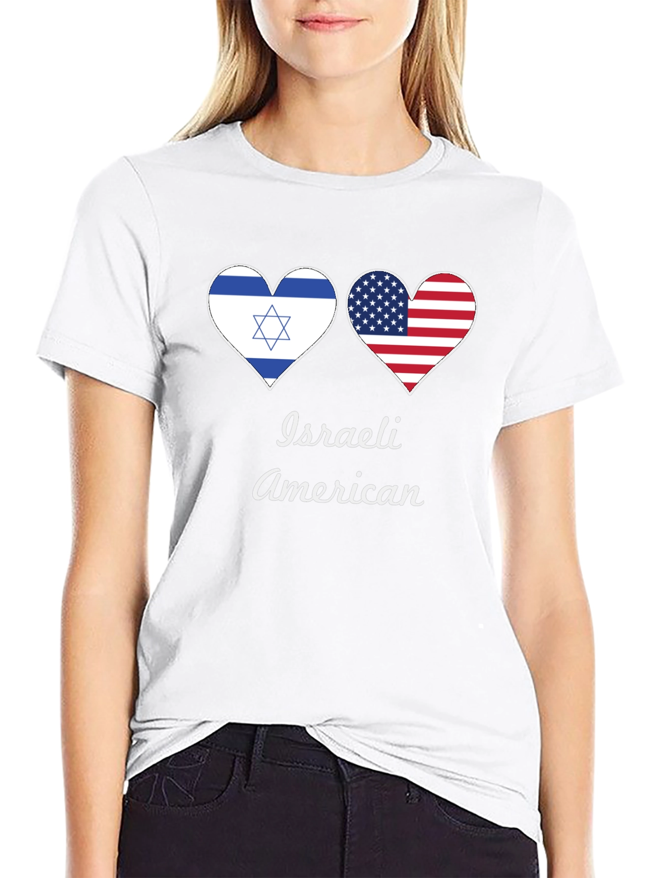 Israeli American Flag Heart T-Shirt