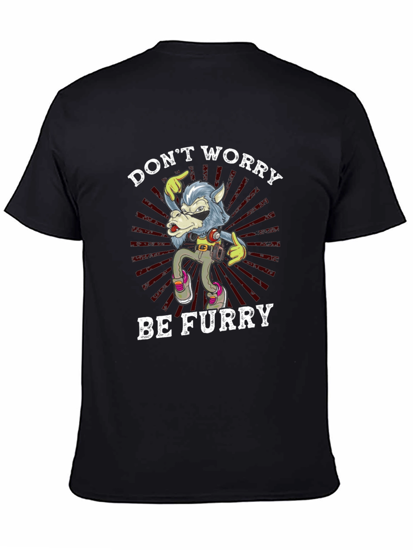 Dont Worry Be Furry Black T-Shirt