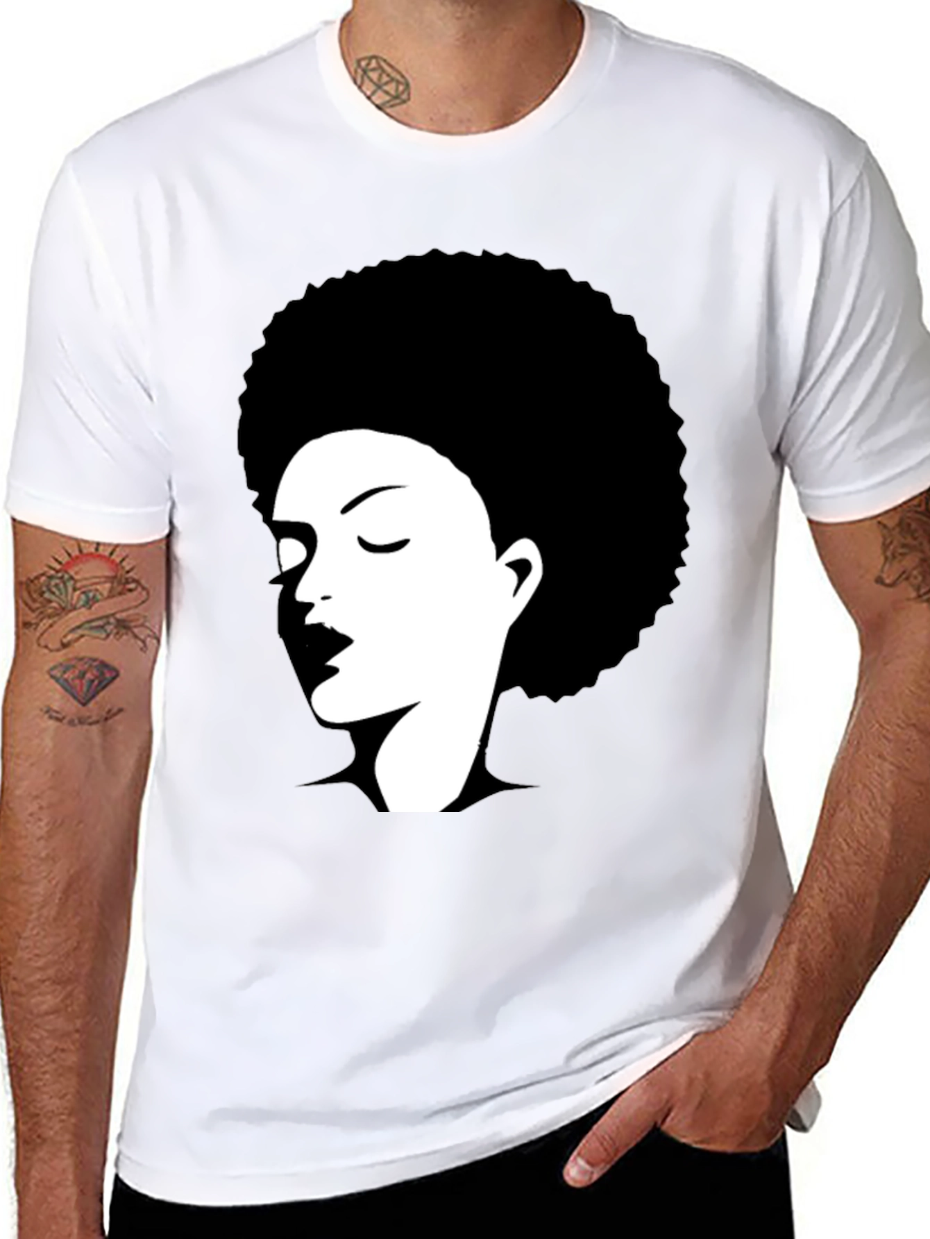 Afro Silhouette Graphic Tee - Black