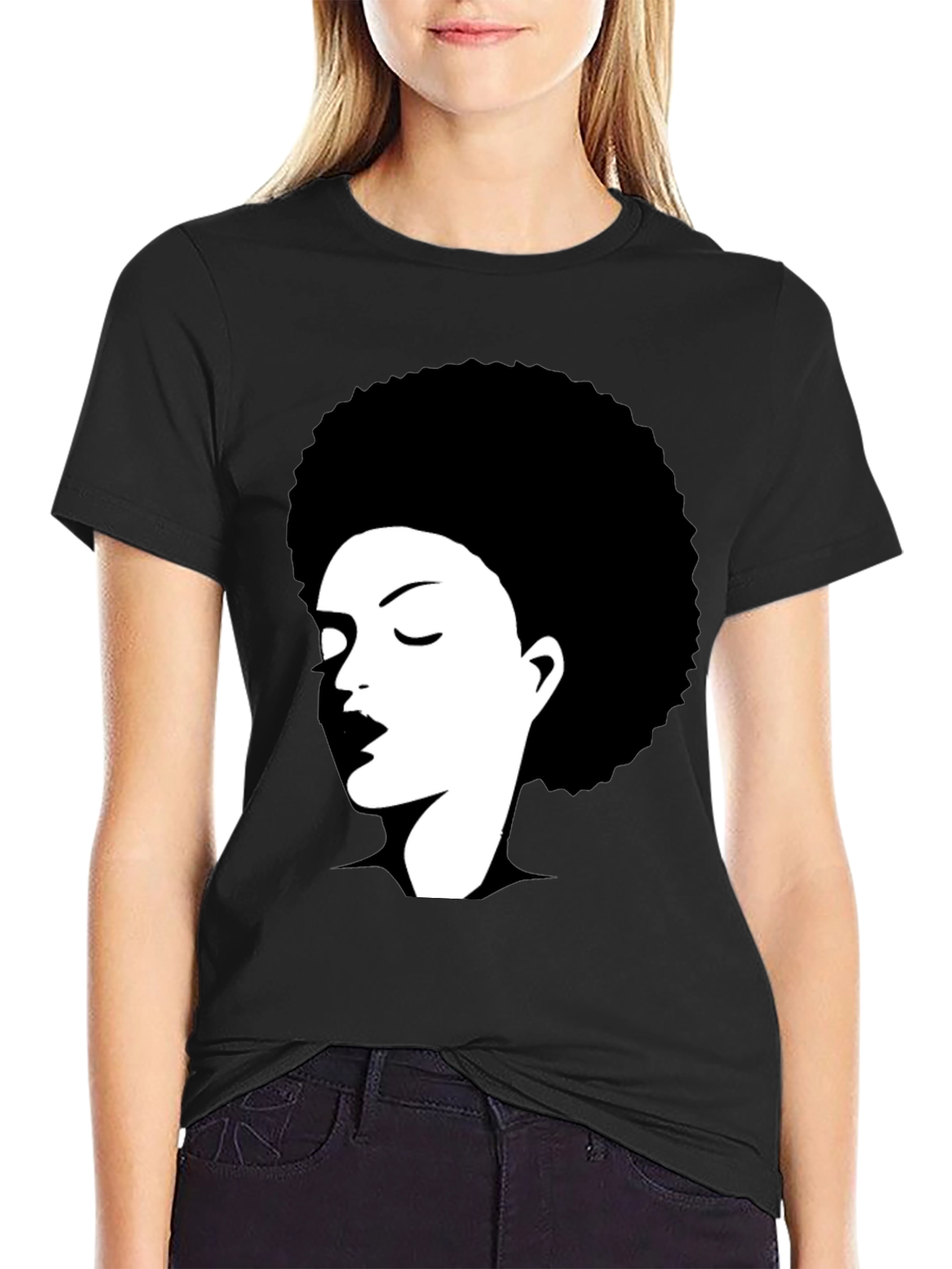Afro Silhouette Graphic Tee - Black