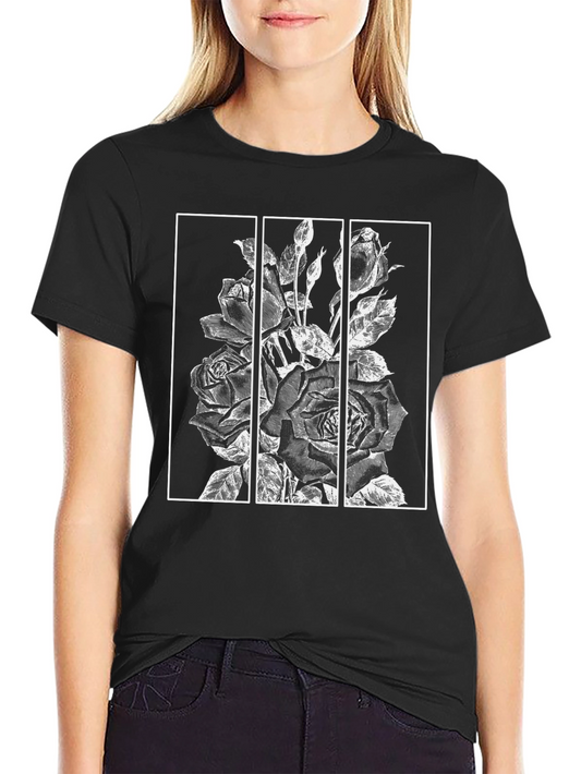 Floral Triptych Graphic Black T-Shirt