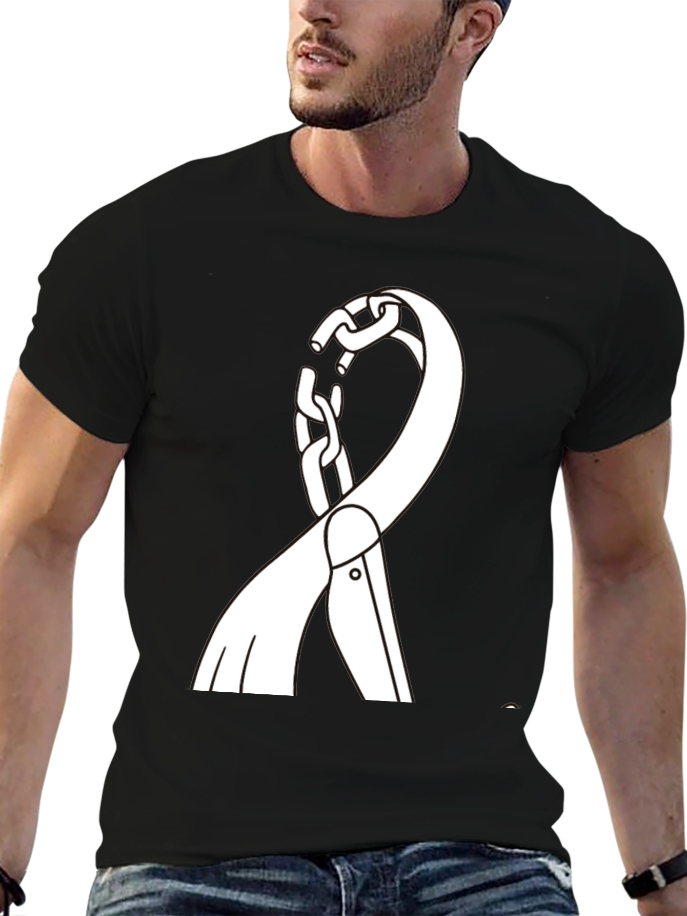 Freedom Chain Ribbon Graphic Tee - Black
