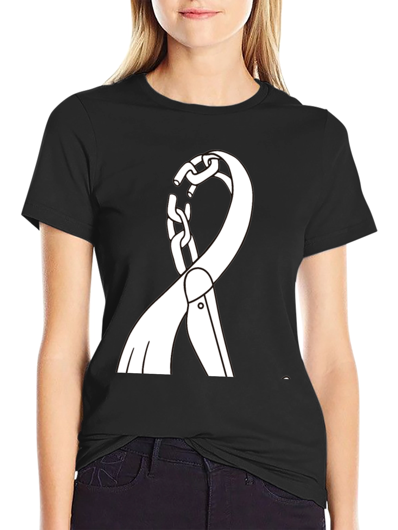 Freedom Chain Ribbon Graphic Tee - Black