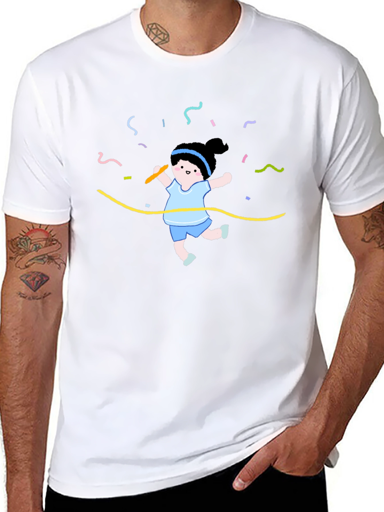Cartoon Runner Graphic Tee - Celebrate Victory!
