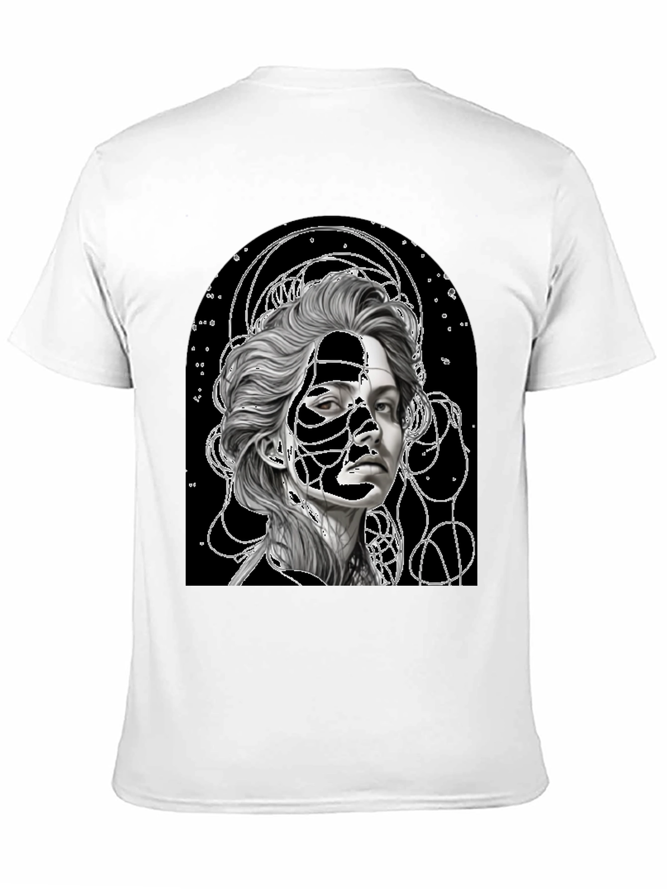 Abstract Portrait Graphic Tee - Stylish Black T-Shirt