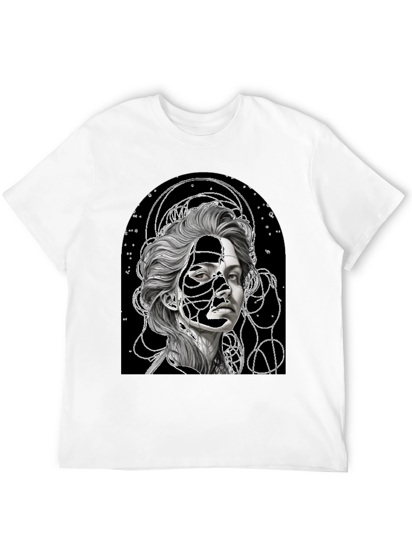 Abstract Portrait Graphic Tee - Stylish Black T-Shirt