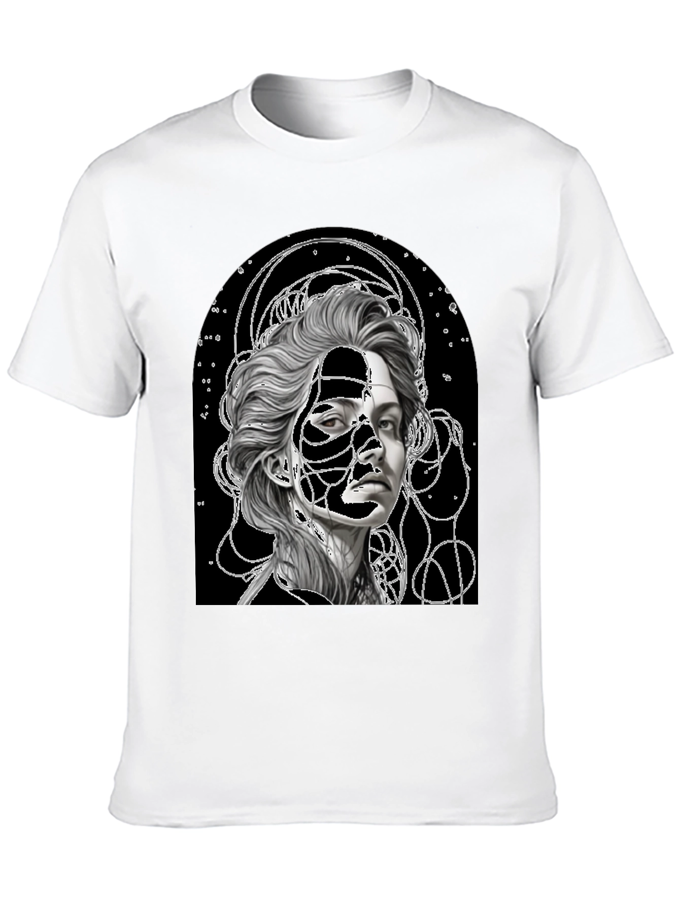 Abstract Portrait Graphic Tee - Stylish Black T-Shirt