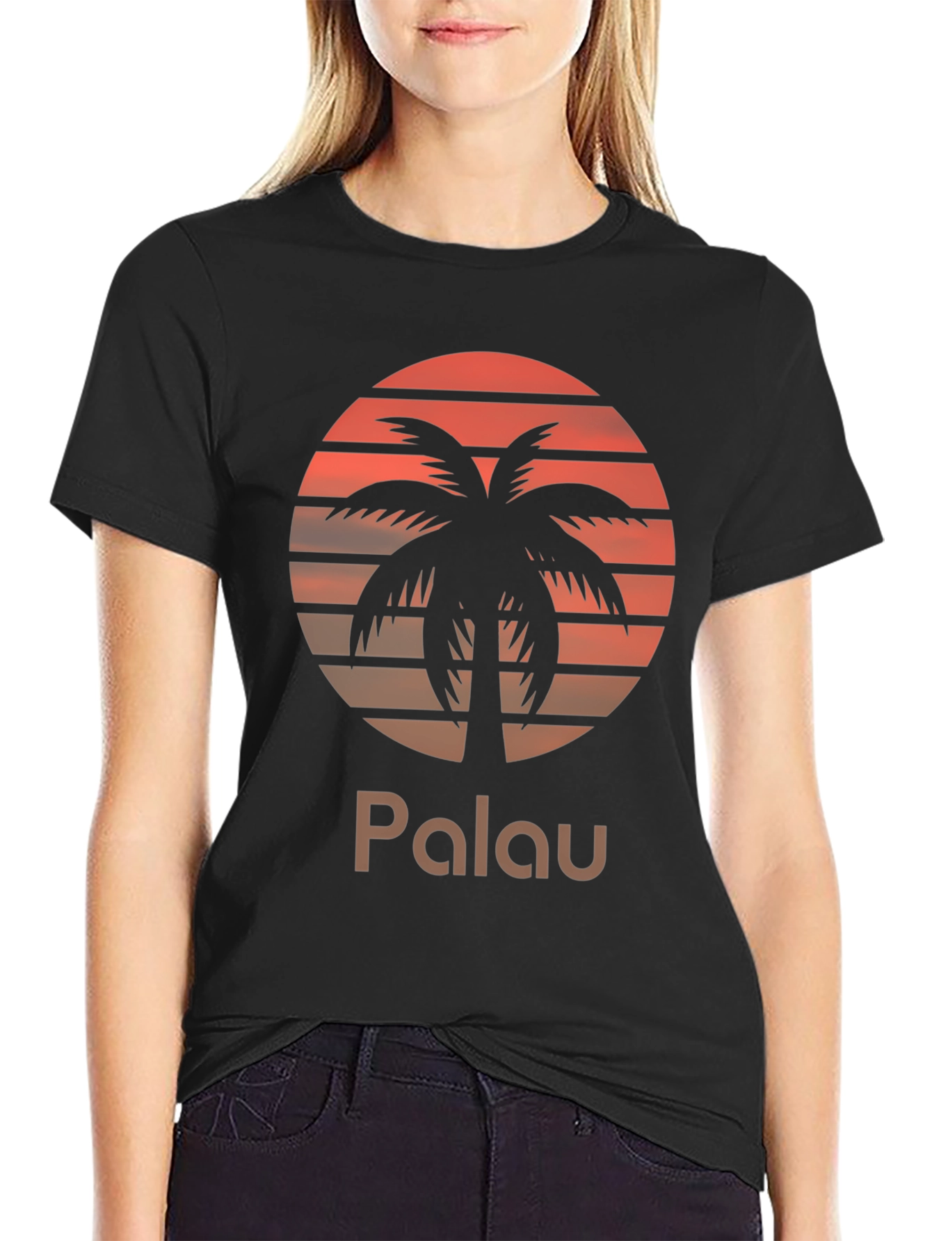 Palau Sunset Palm Tree Graphic Tee