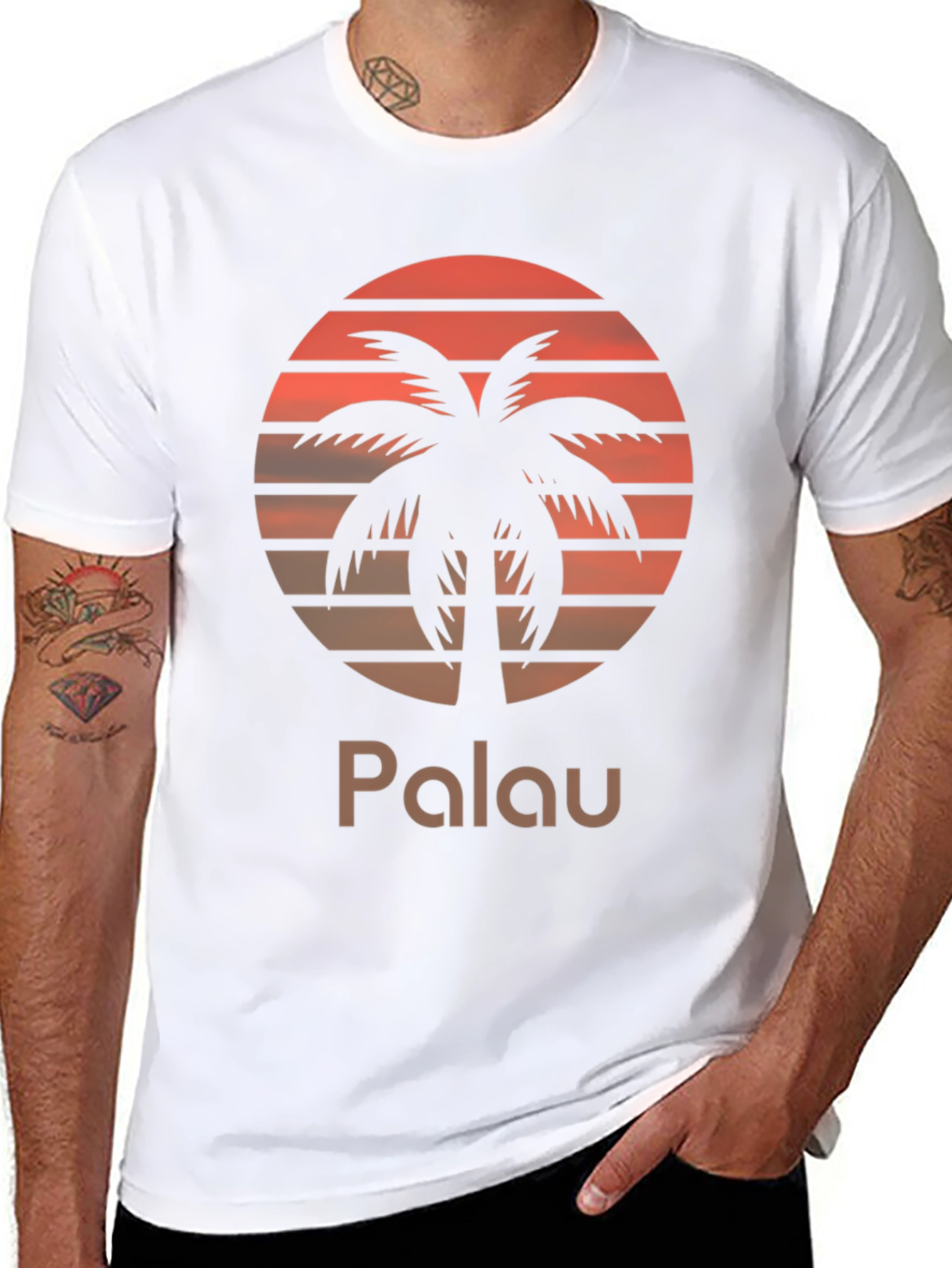 Palau Sunset Palm Tree Graphic Tee