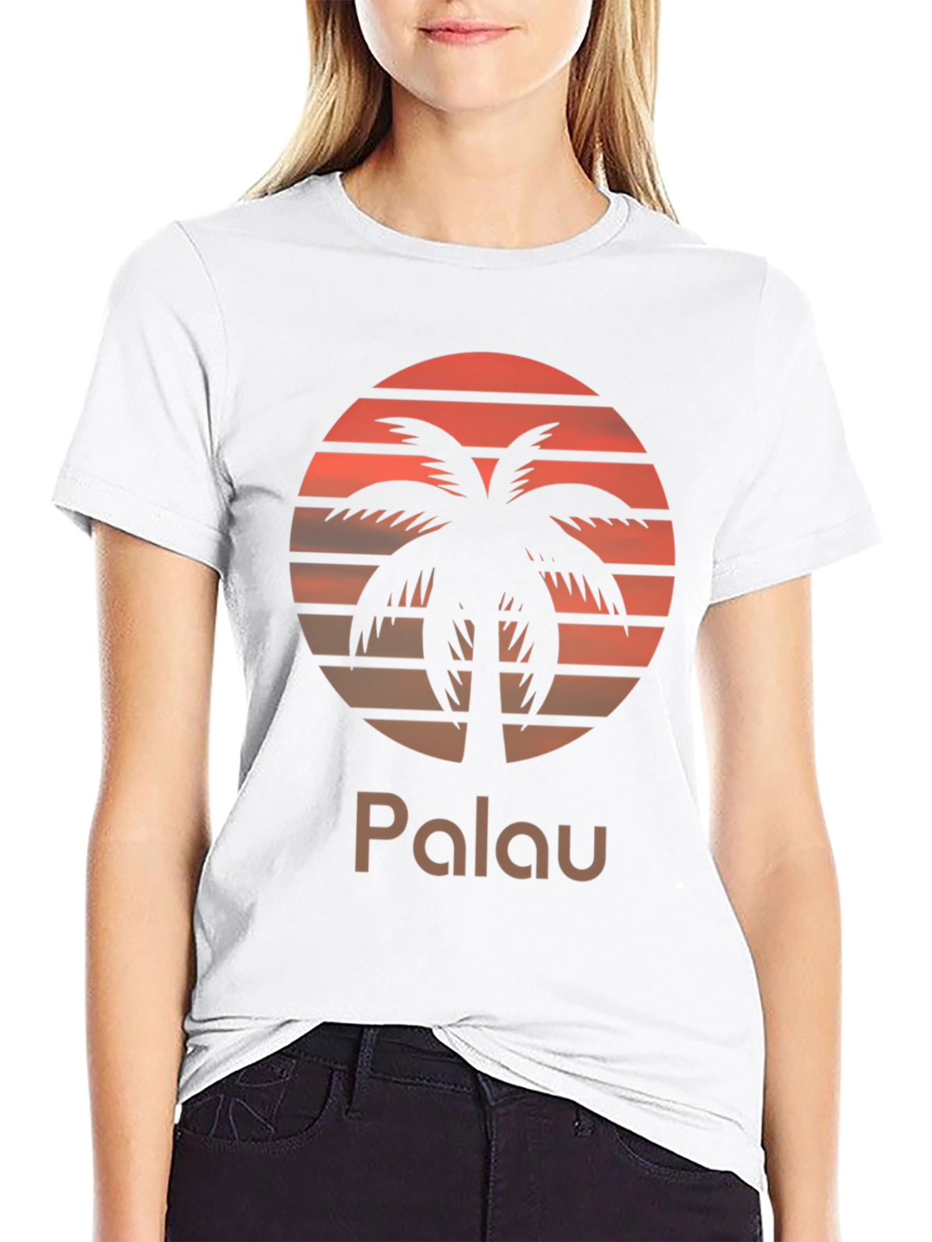 Palau Sunset Palm Tree Graphic Tee