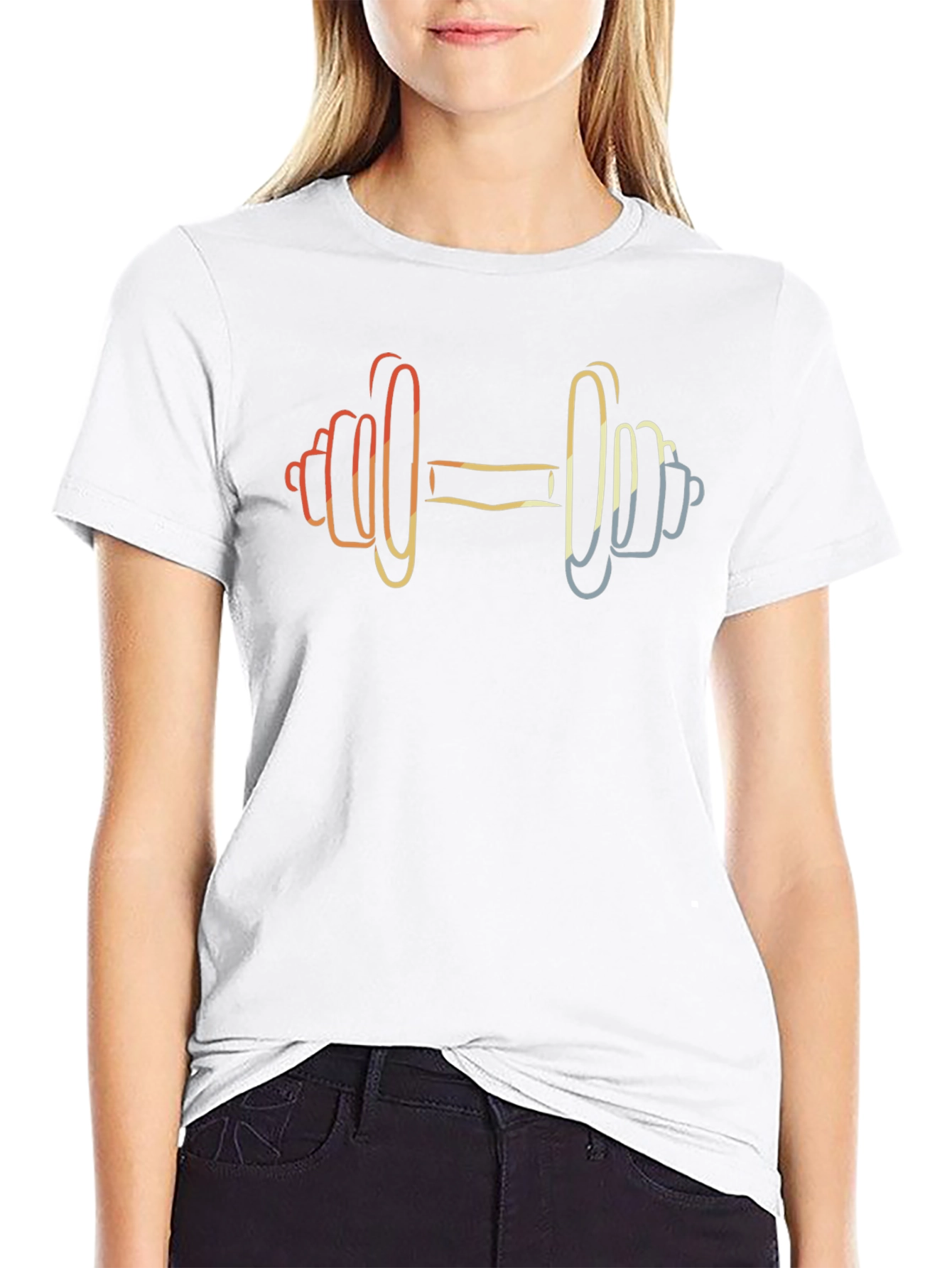 Retro Dumbbell Graphic T-Shirt - Workout Apparel