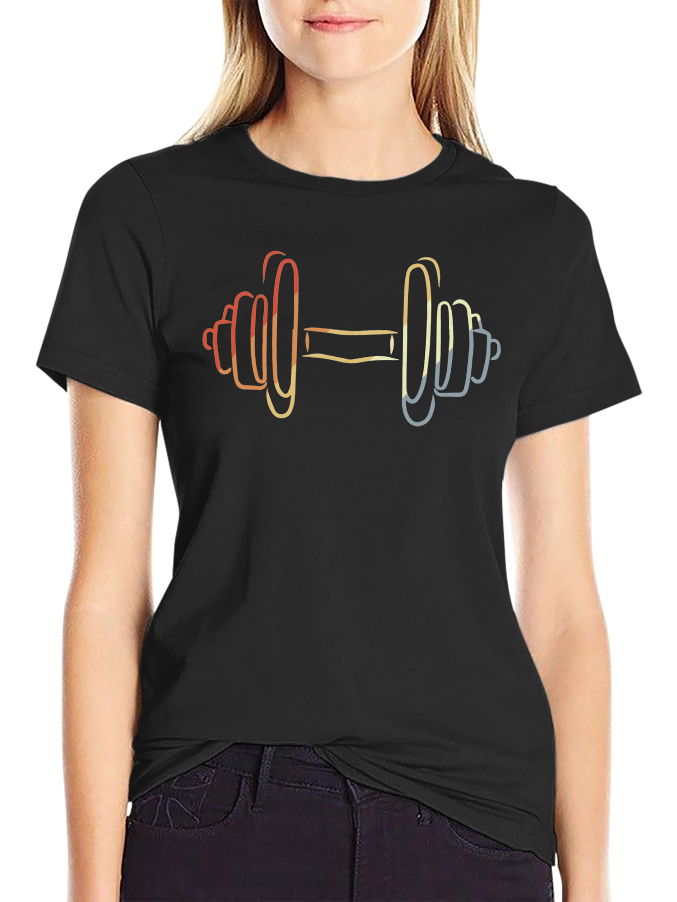 Retro Dumbbell Graphic T-Shirt - Workout Apparel