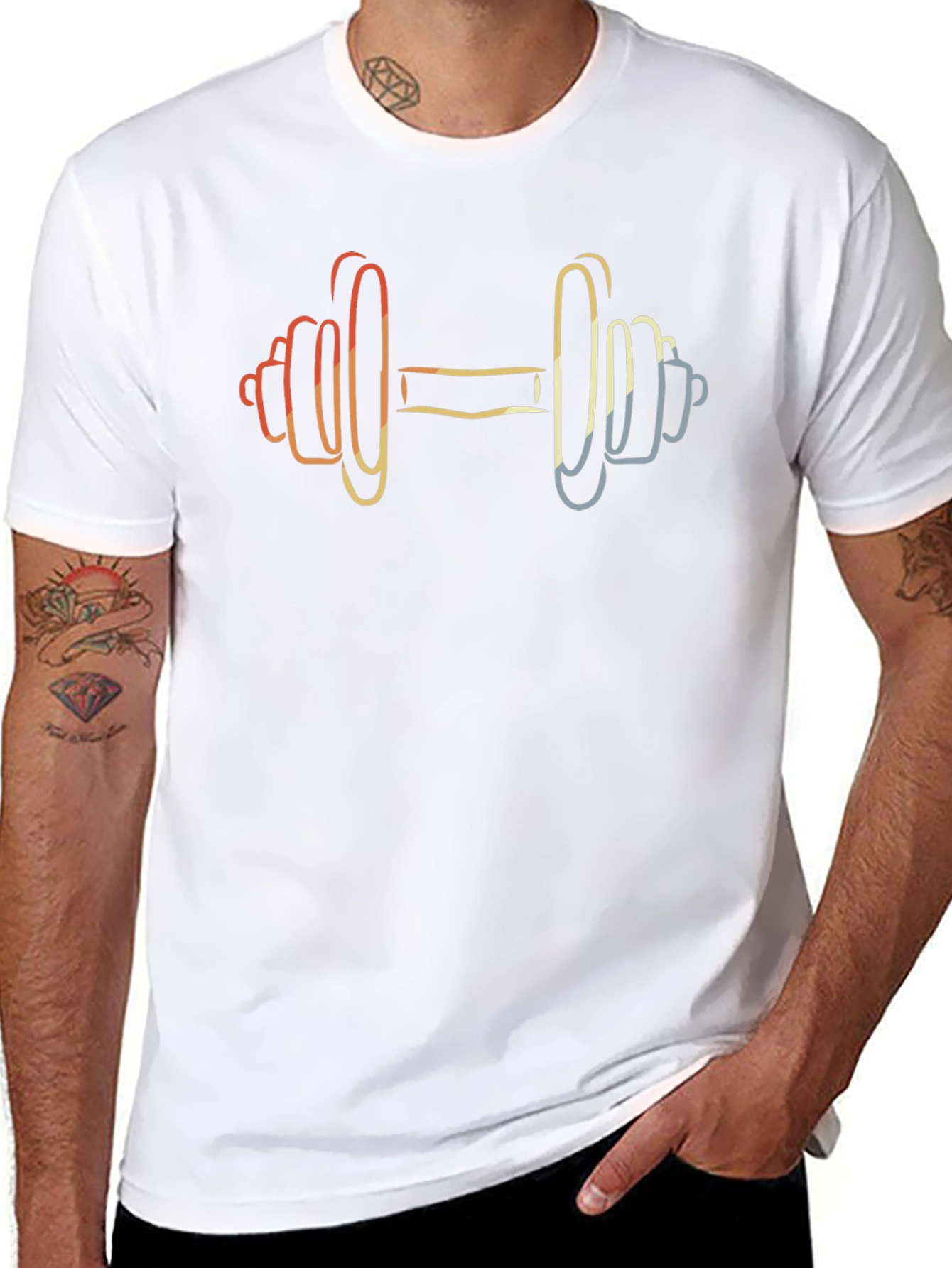Retro Dumbbell Graphic T-Shirt - Workout Apparel