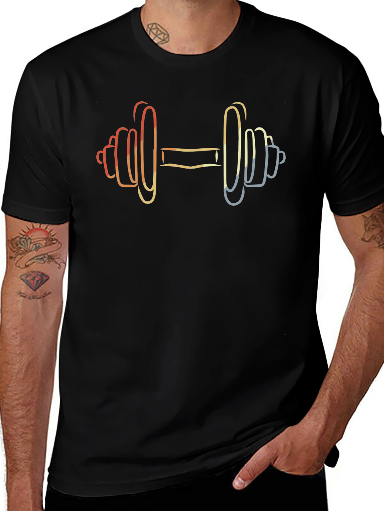 Retro Dumbbell Graphic T-Shirt - Workout Apparel
