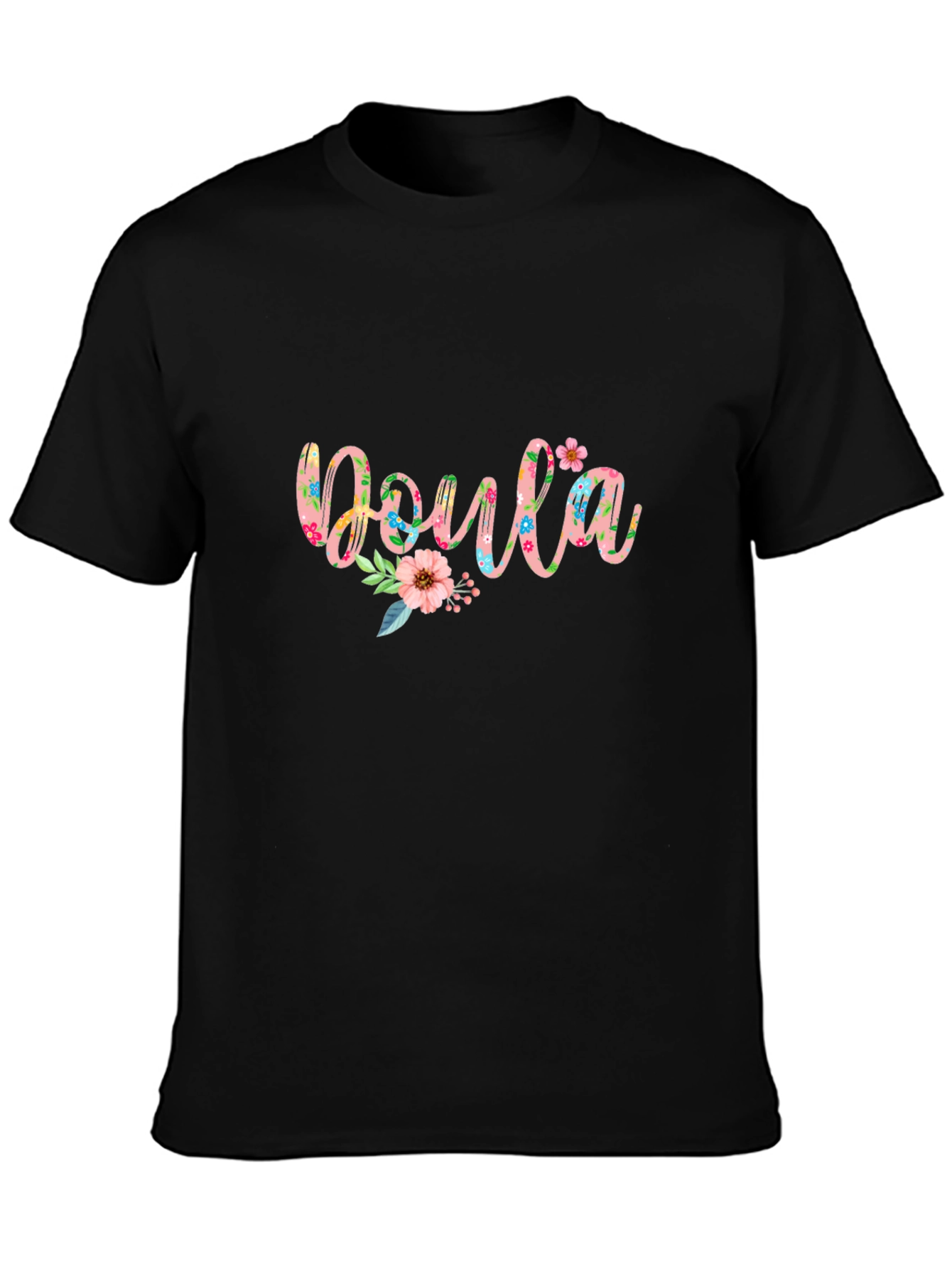 Floral Doula T-Shirt - Black