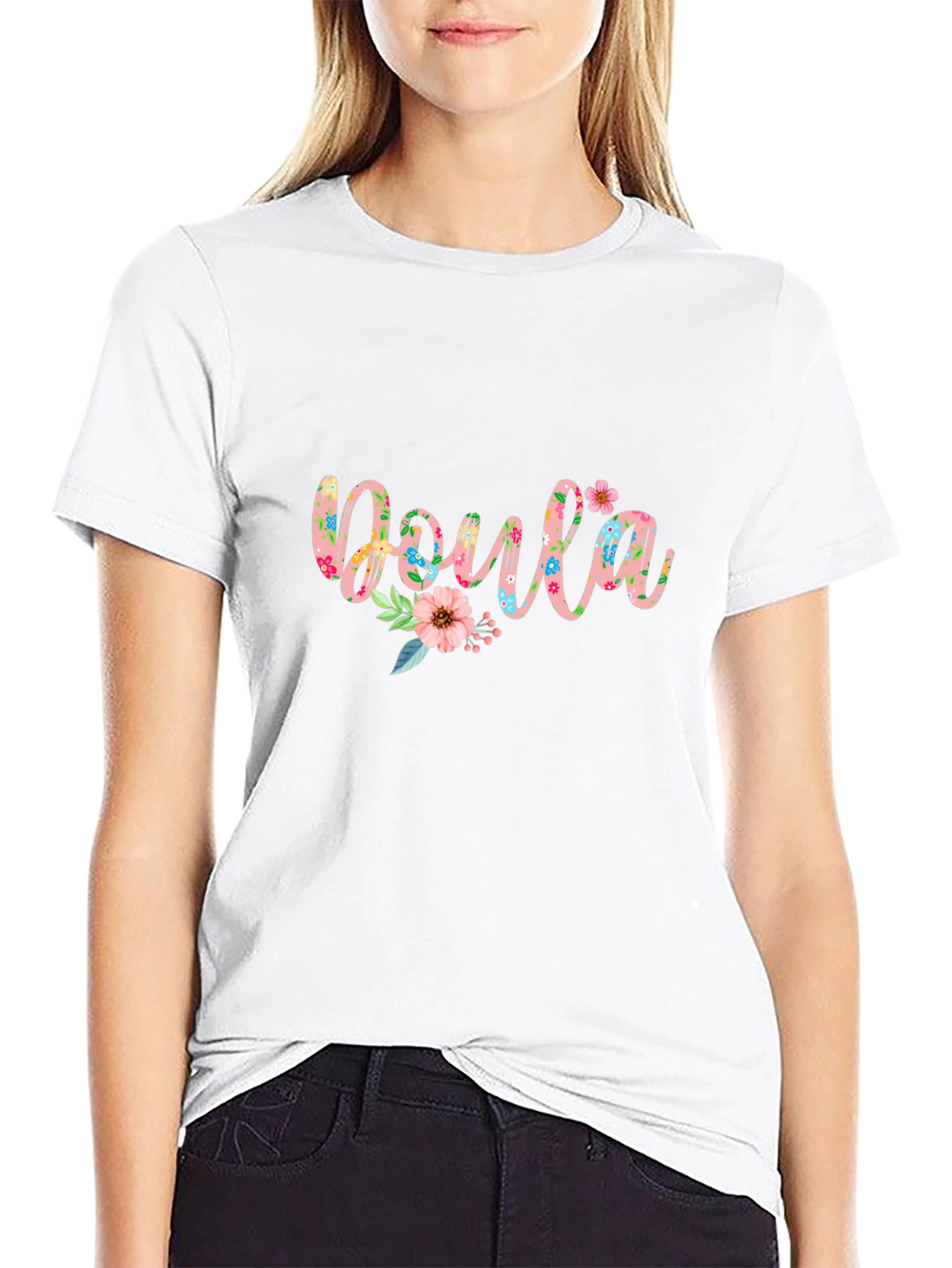 Floral Doula T-Shirt - Black