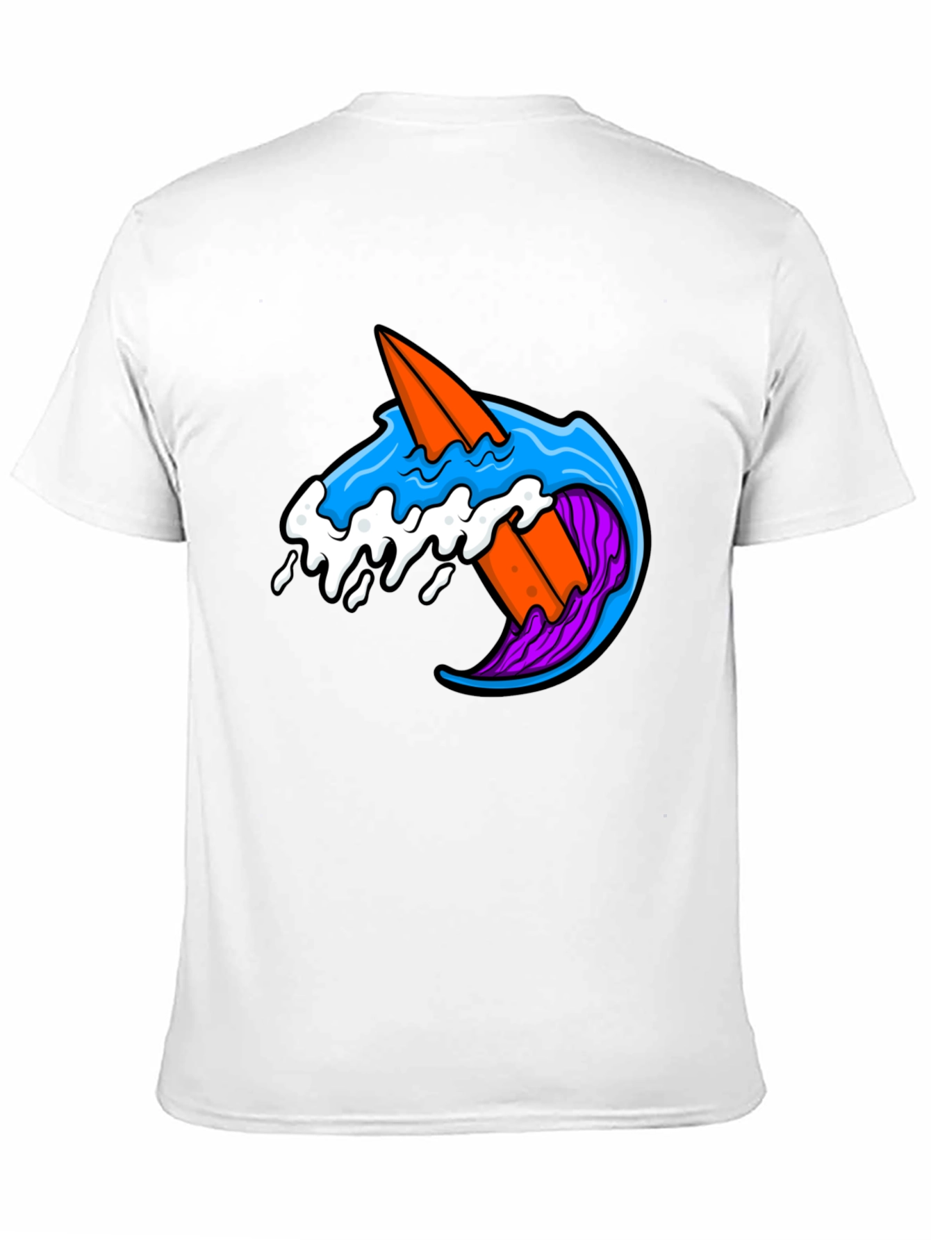 Surfboard Wave Graphic Tee - Black Cotton T-Shirt
