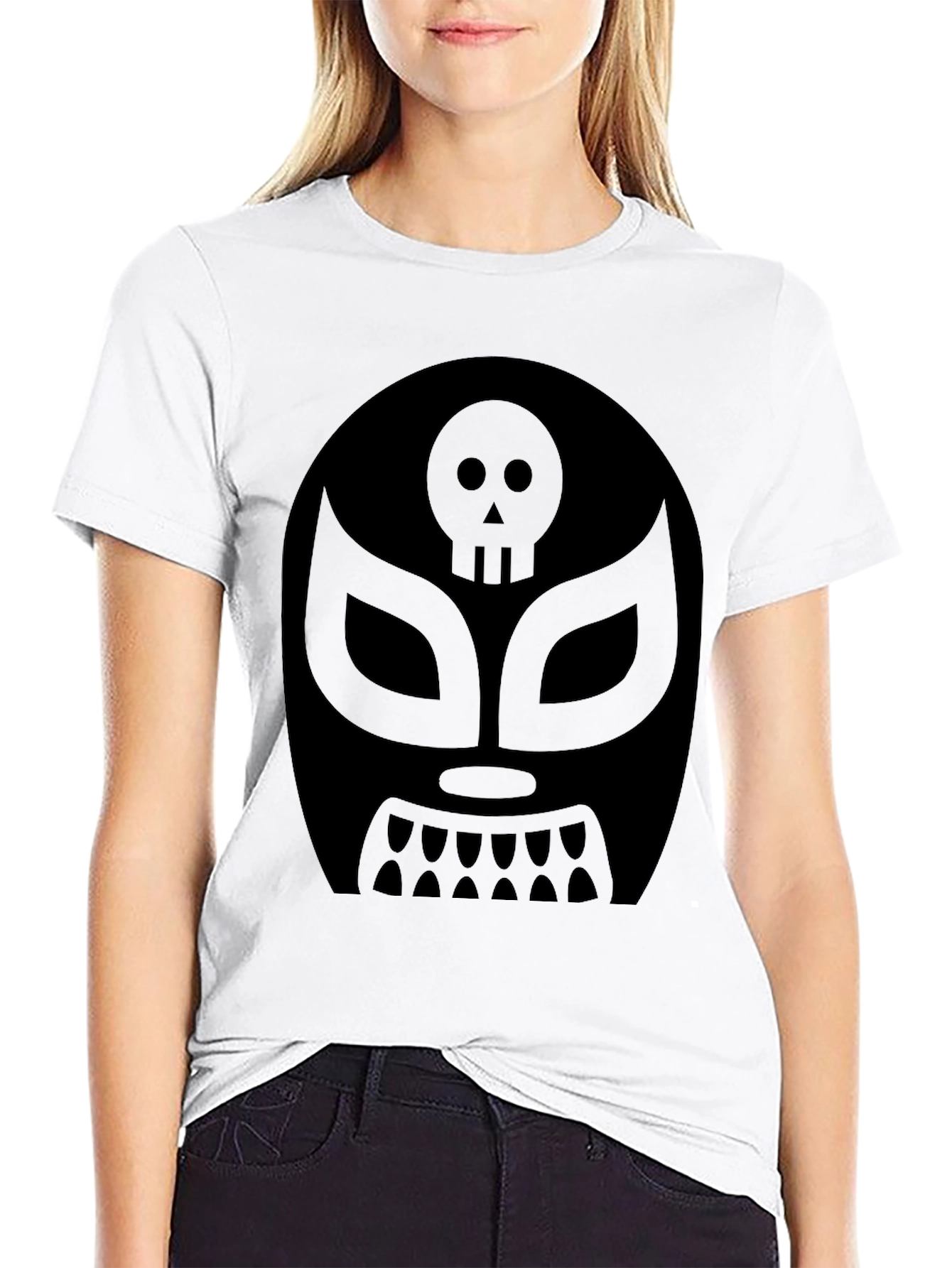 Black Lucha Libre Skull Mask T-Shirt