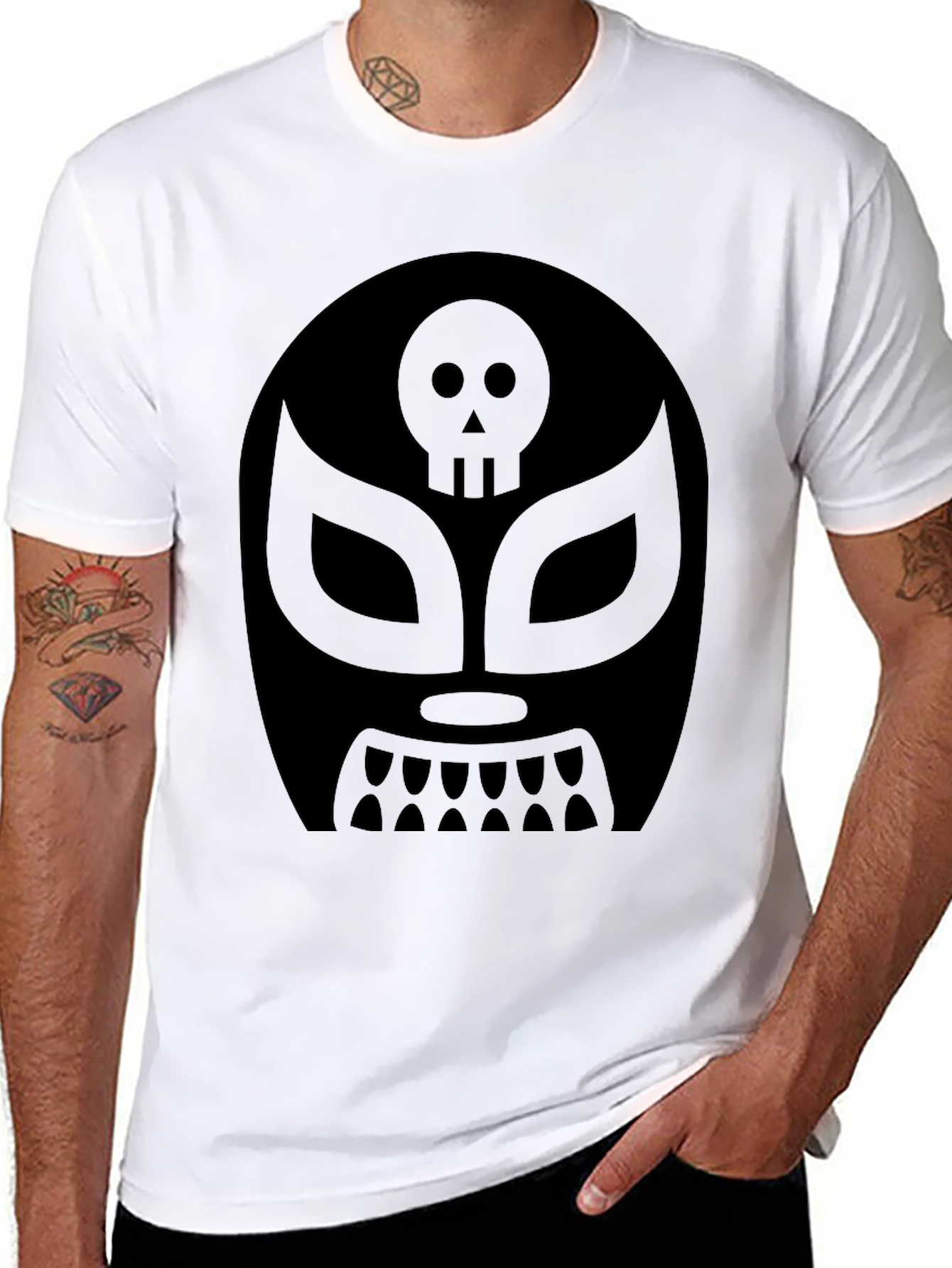 Black Lucha Libre Skull Mask T-Shirt