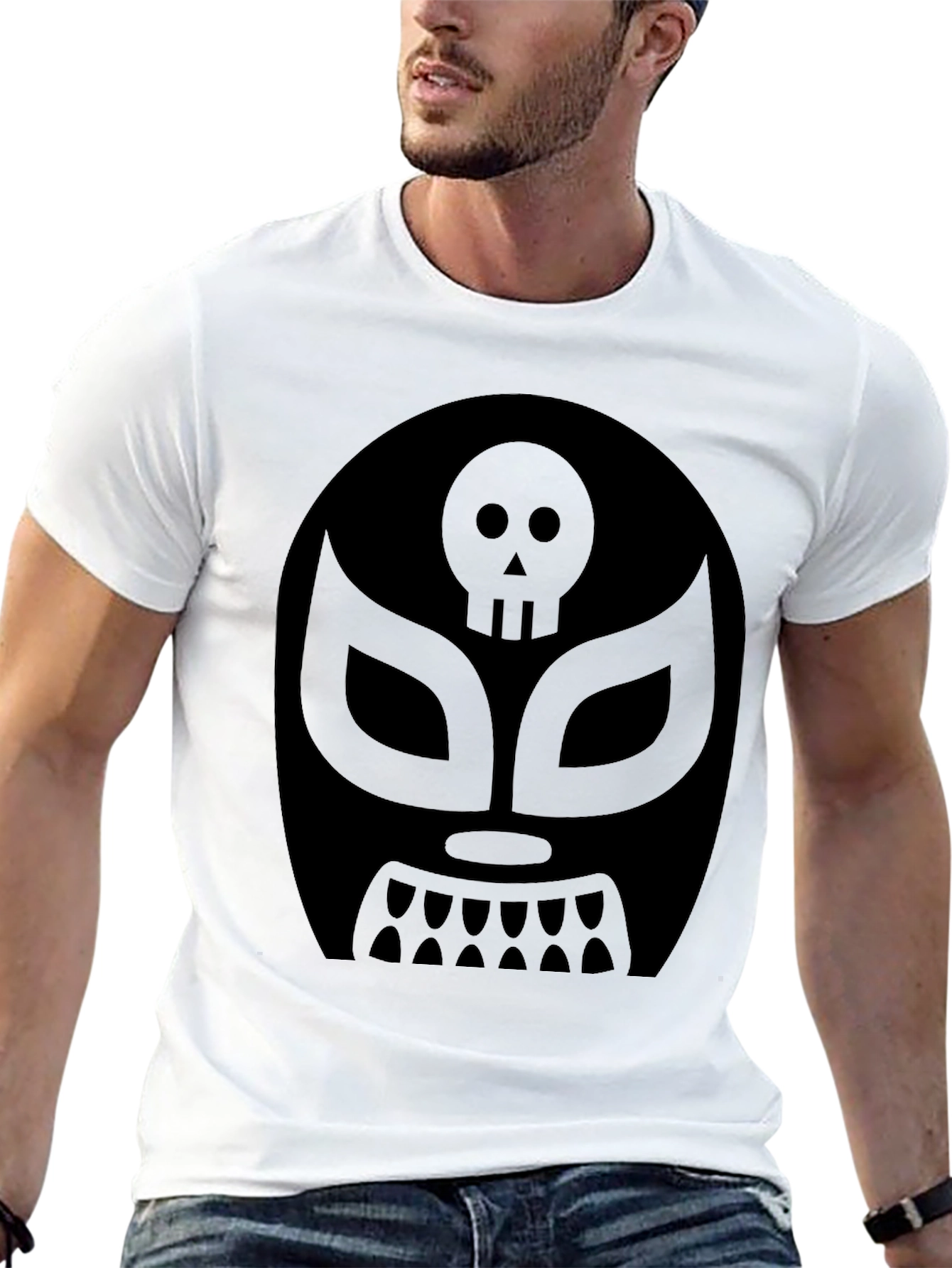 Black Lucha Libre Skull Mask T-Shirt