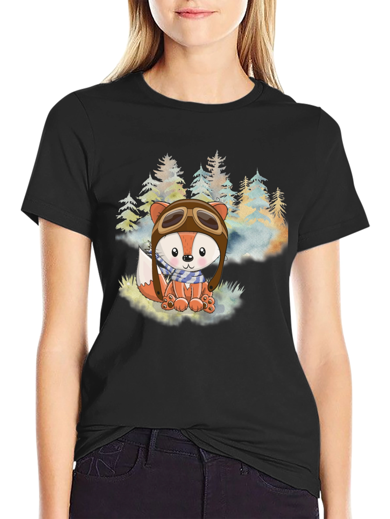 Fox Aviator T-Shirt - Cute Forest Design