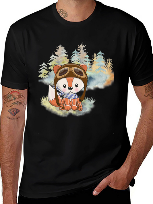 Fox Aviator T-Shirt - Cute Forest Design