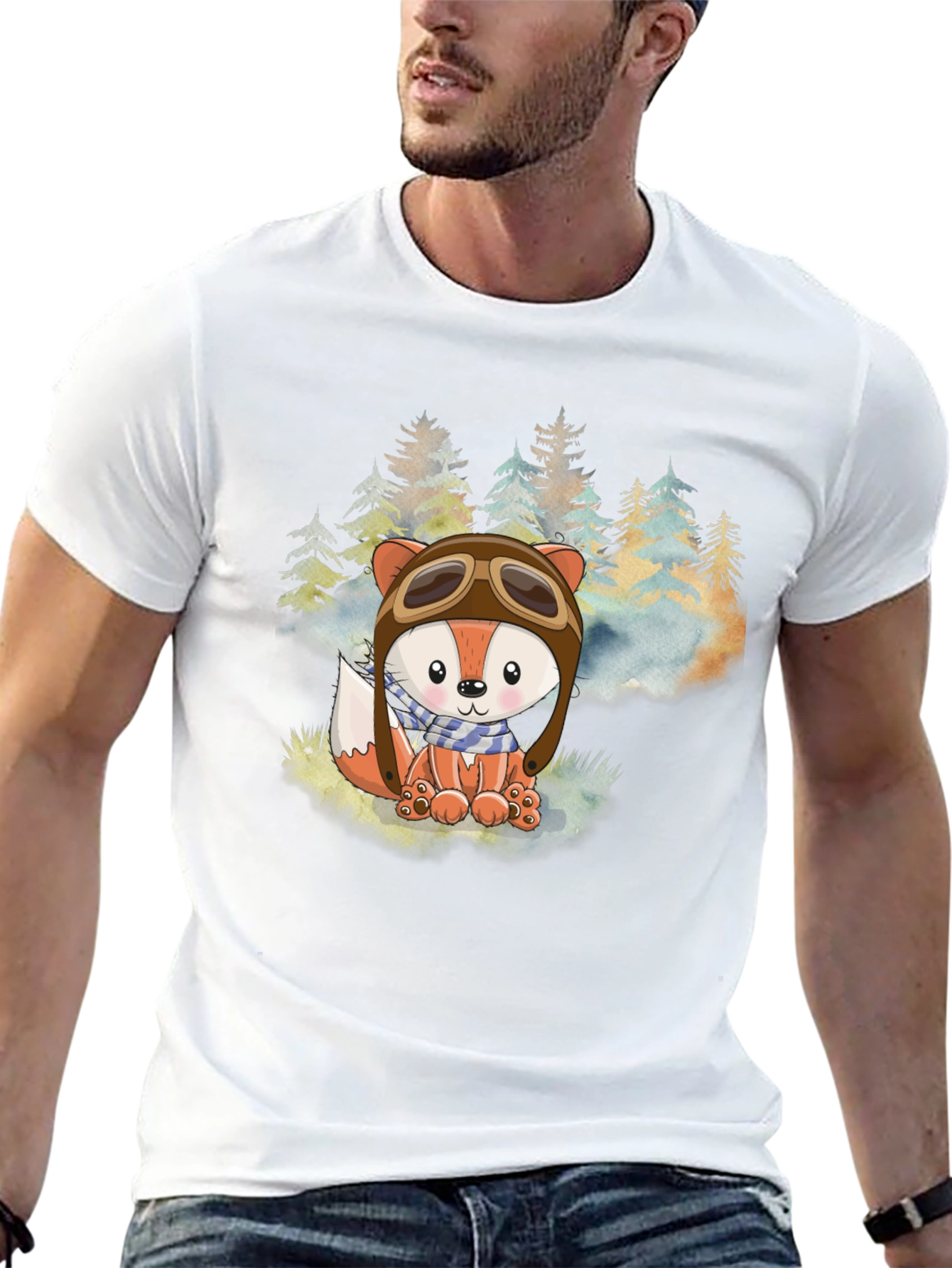 Fox Aviator T-Shirt - Cute Forest Design