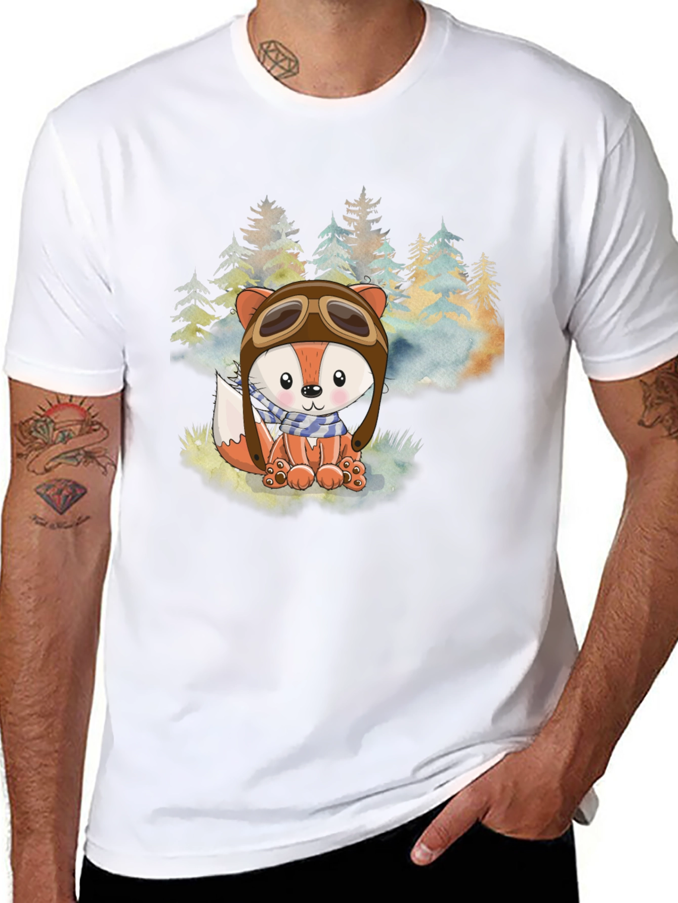 Fox Aviator T-Shirt - Cute Forest Design