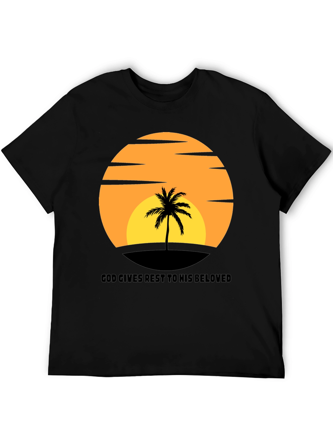 Sunset Palm T-Shirt: God Gives Rest