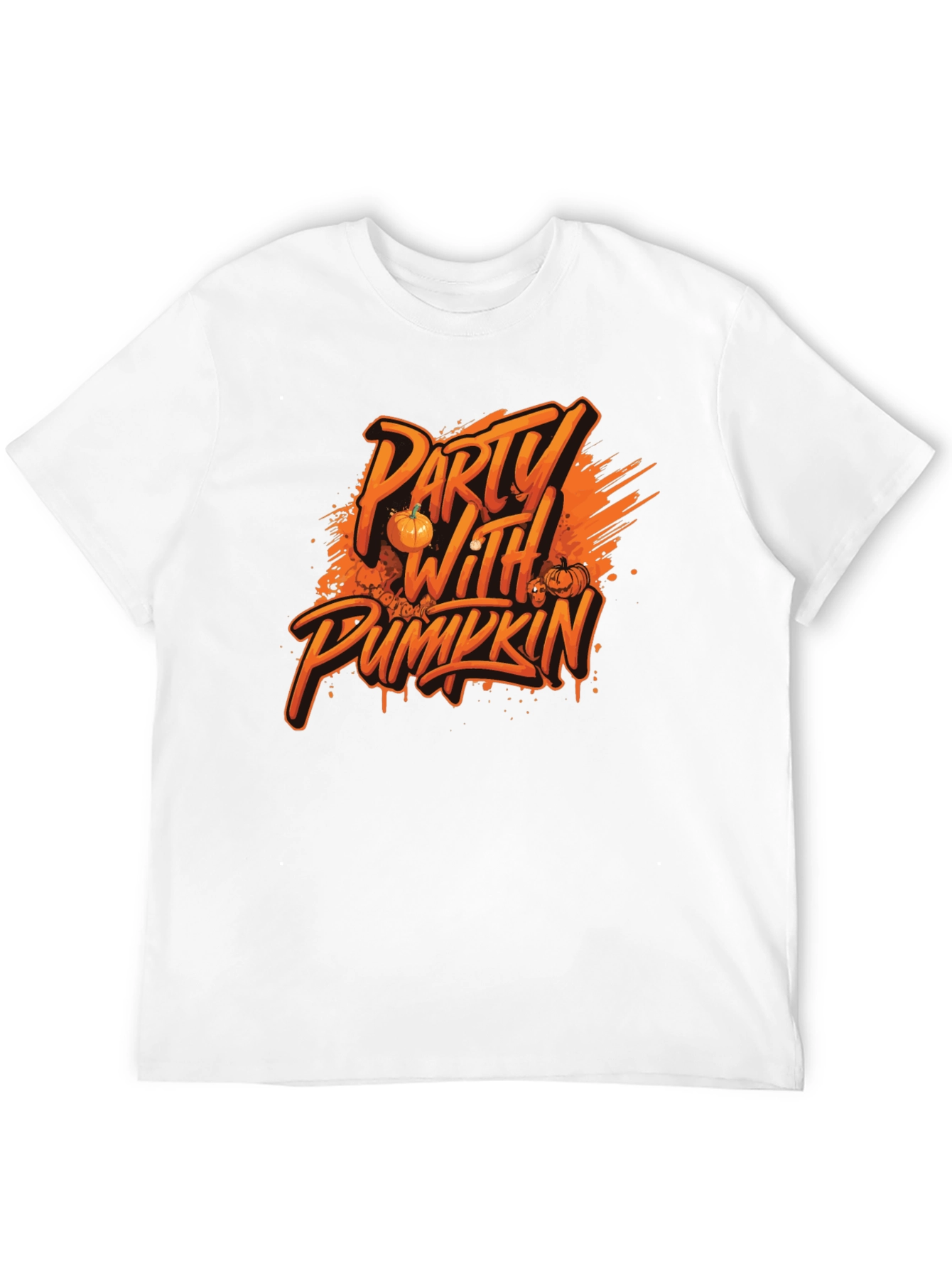 Party with Pumkin Black Graphic T-Shirt