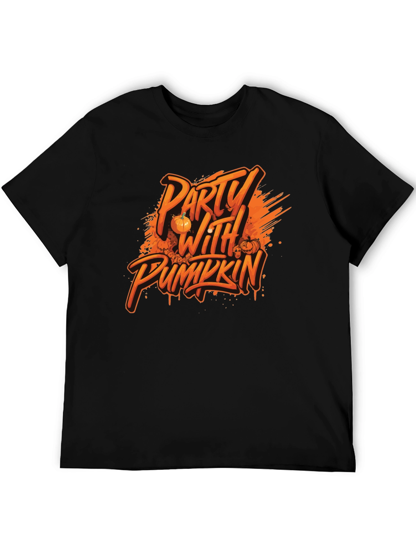 Party with Pumkin Black Graphic T-Shirt