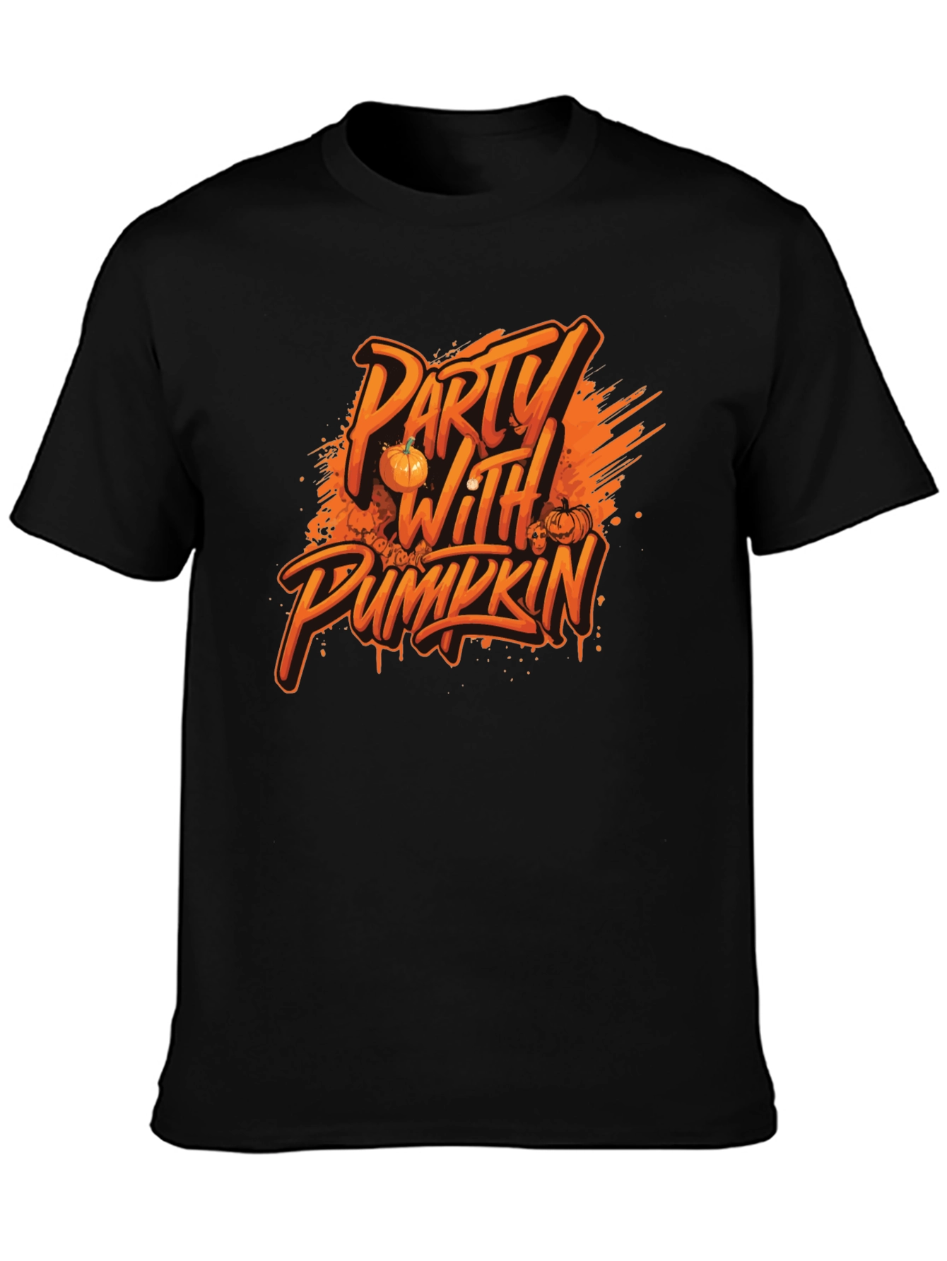 Party with Pumkin Black Graphic T-Shirt