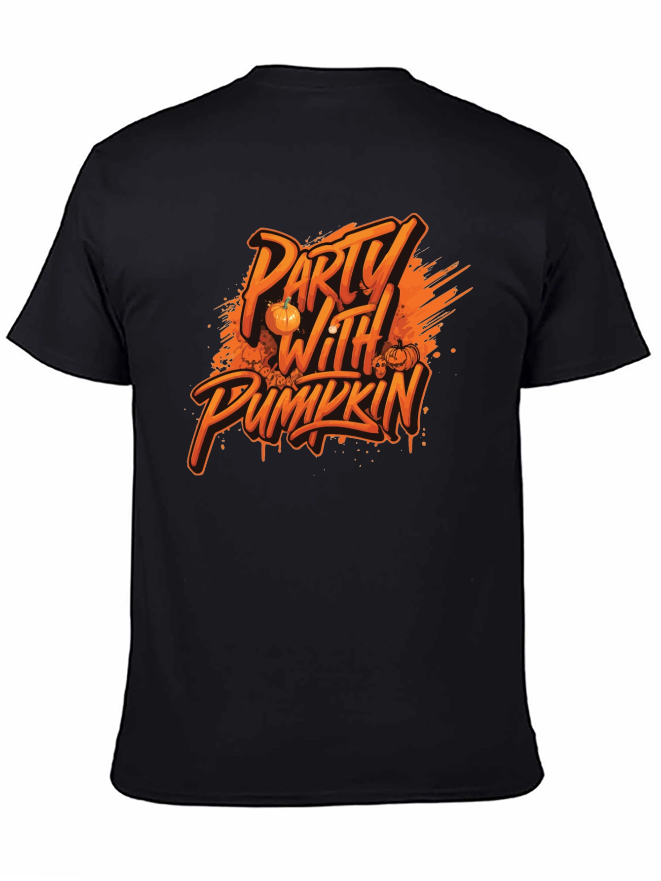 Party with Pumkin Black Graphic T-Shirt