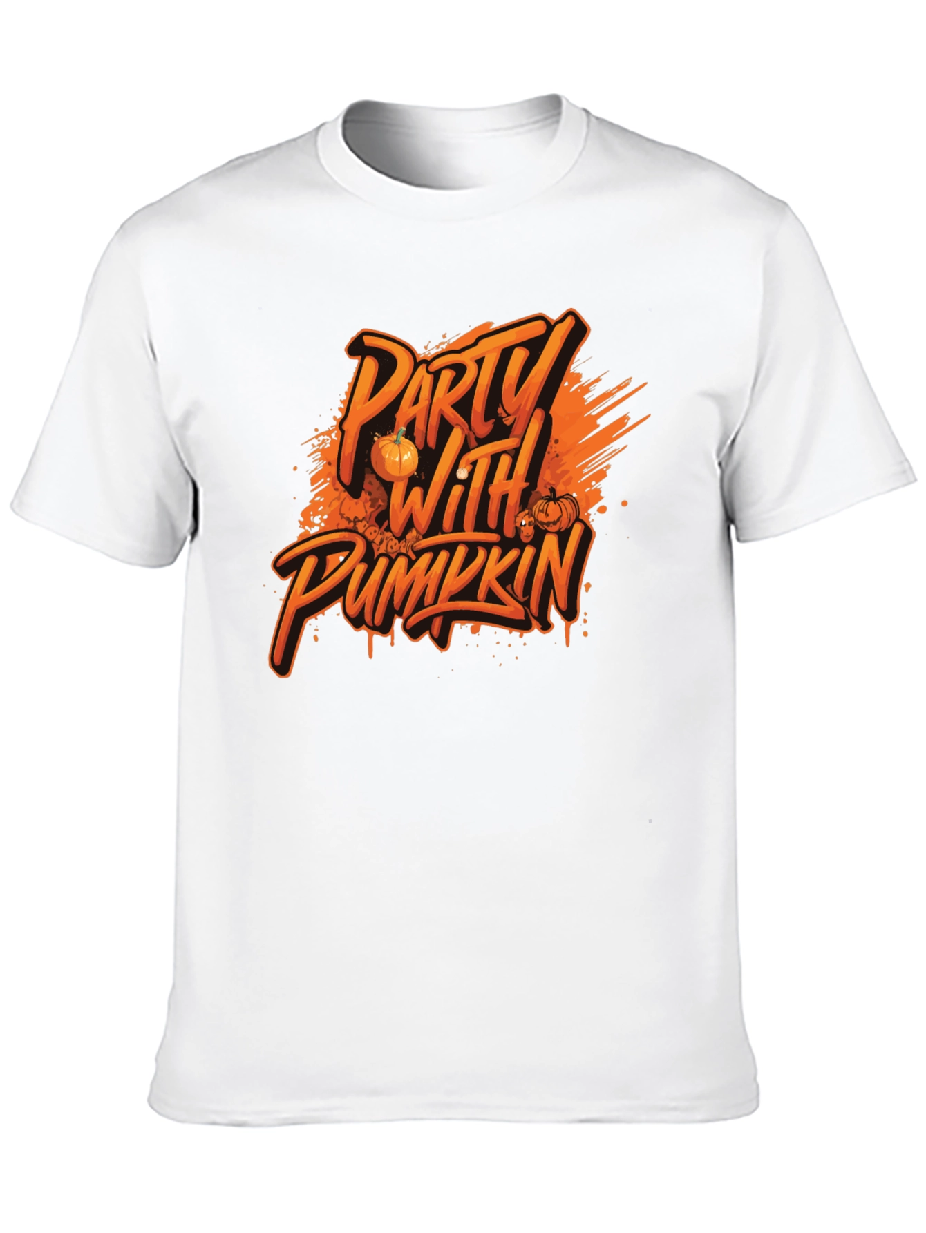 Party with Pumkin Black Graphic T-Shirt