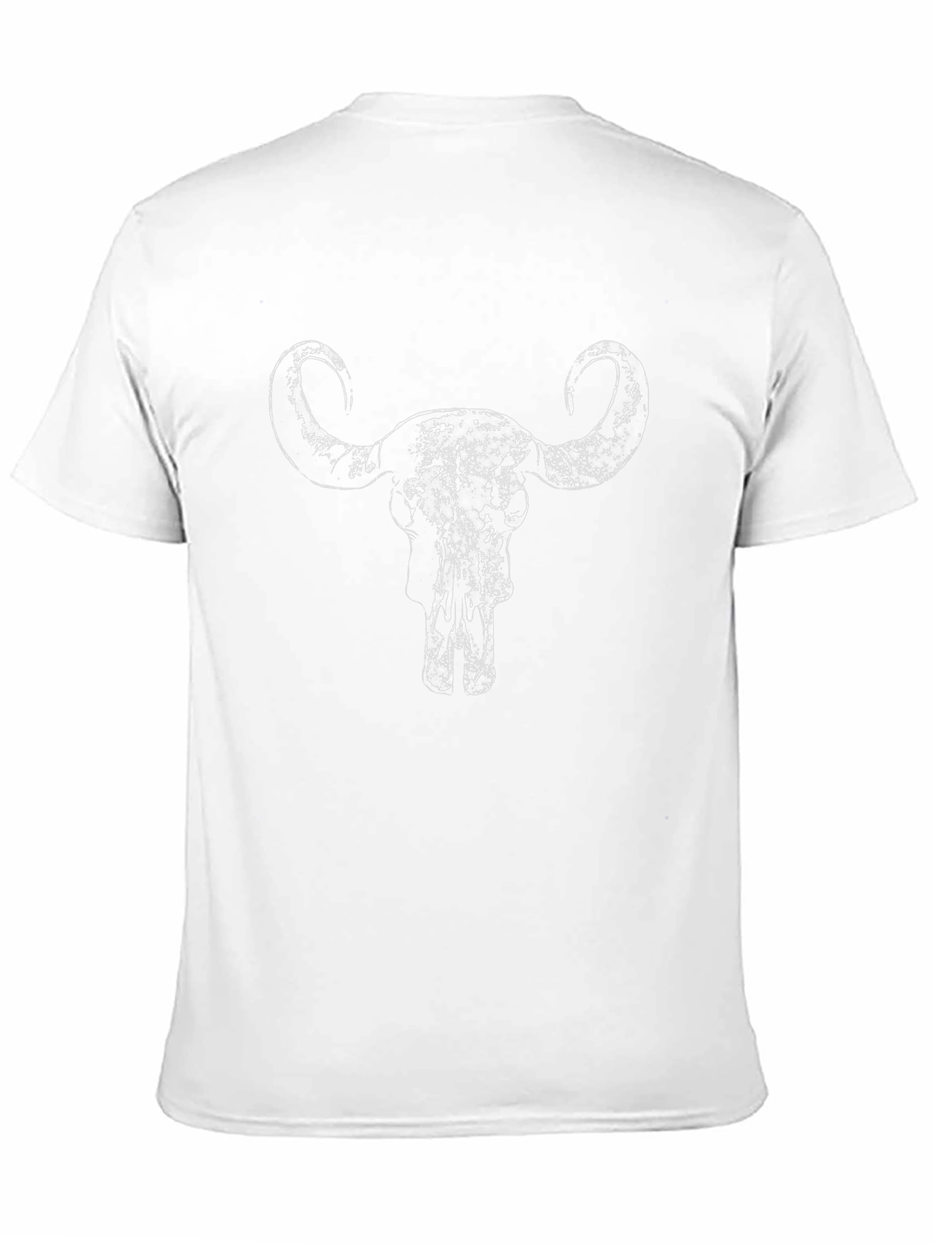 Distressed Buffalo Skull Graphic Tee - Black Cotton Shirt