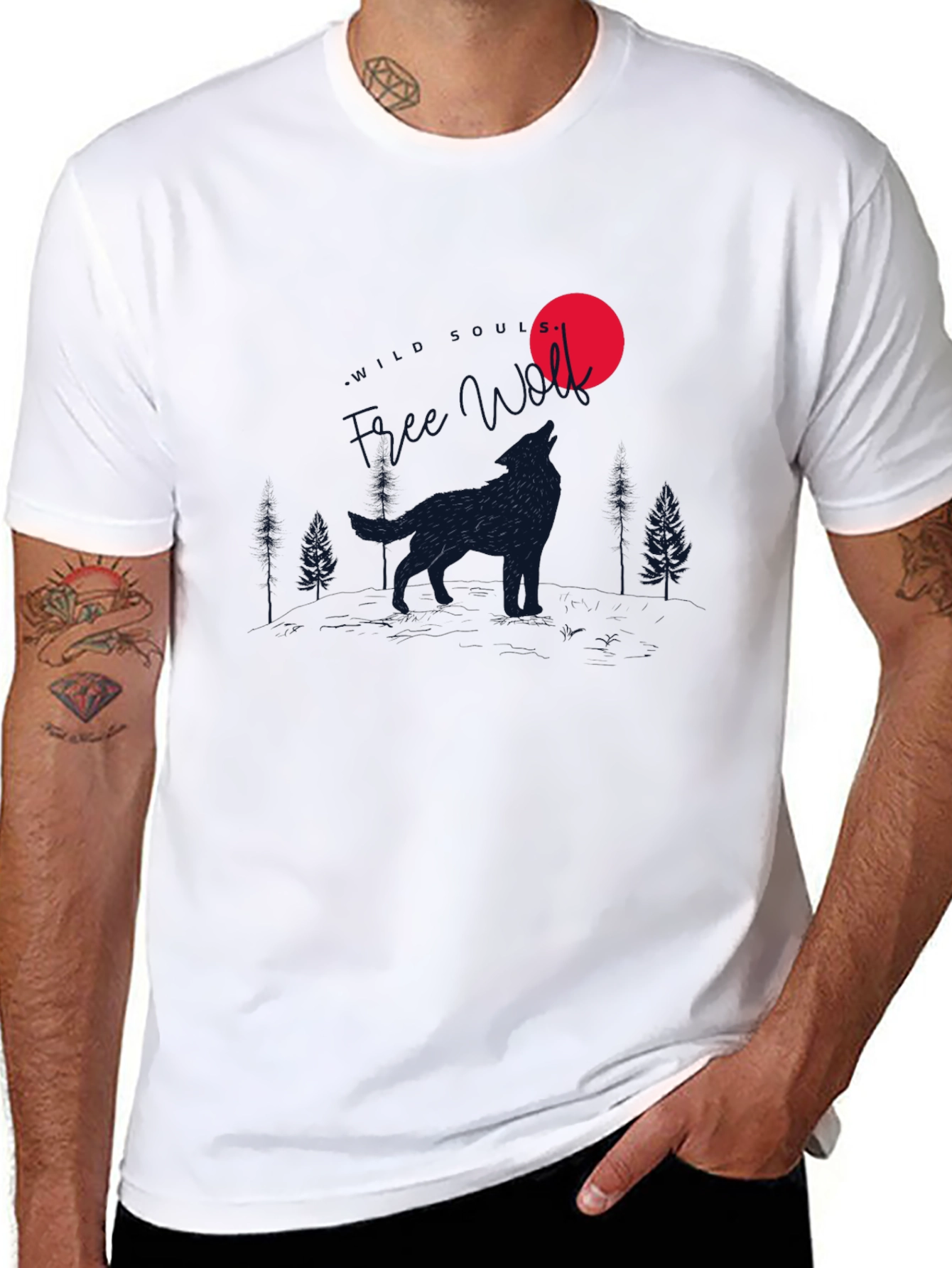 Wolf Howling at Moon Graphic T-Shirt