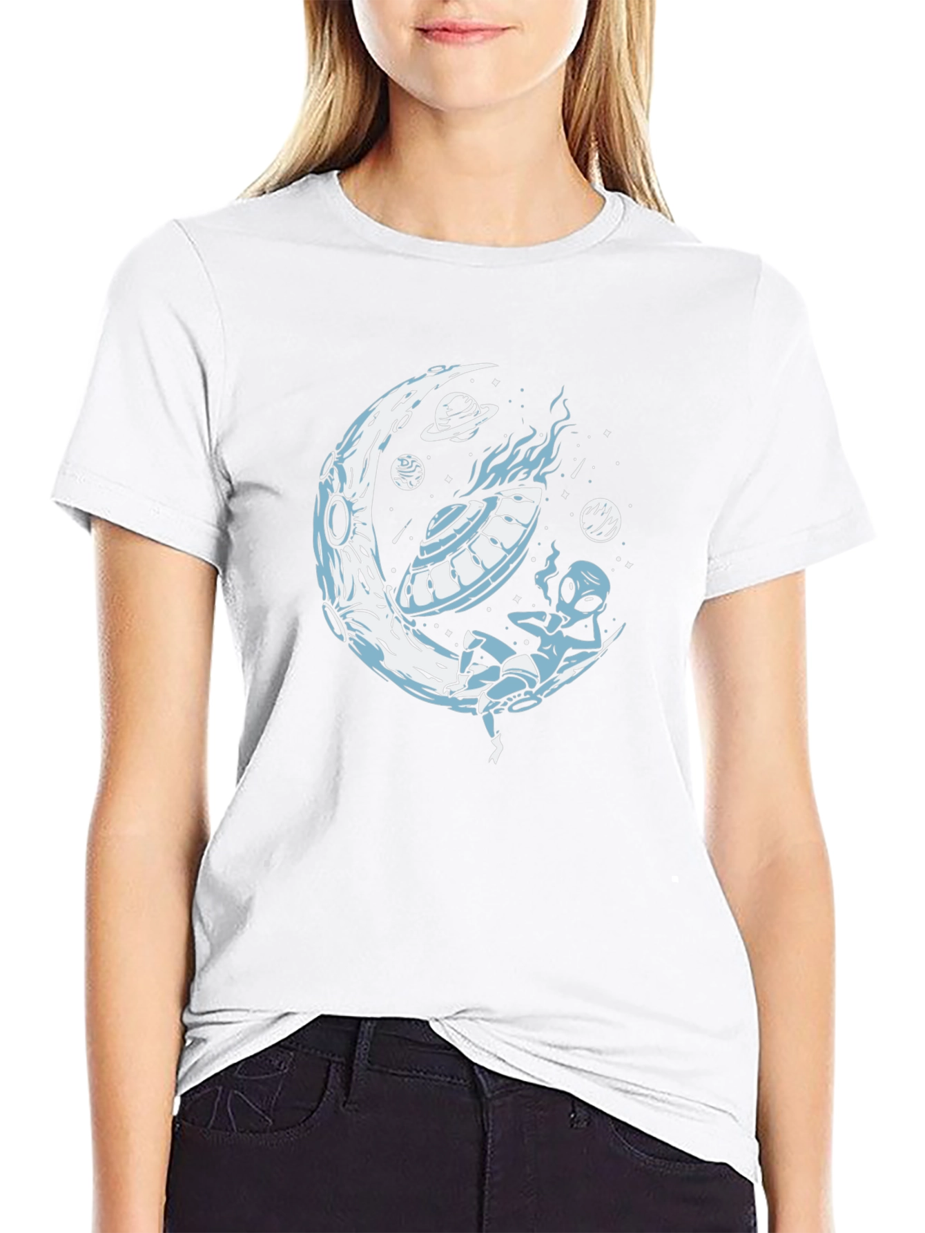 Alien on the Moon Graphic T-Shirt