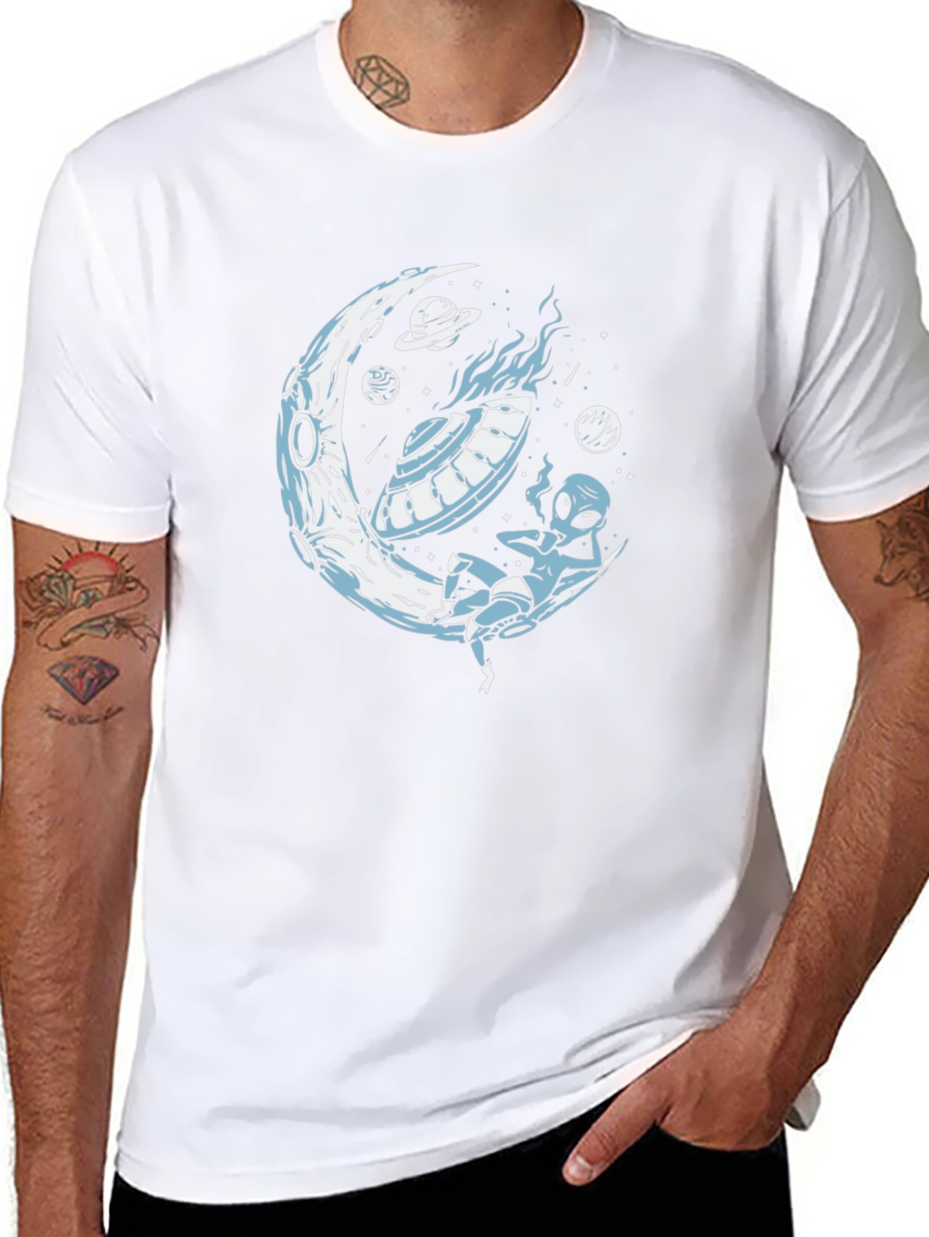 Alien on the Moon Graphic T-Shirt