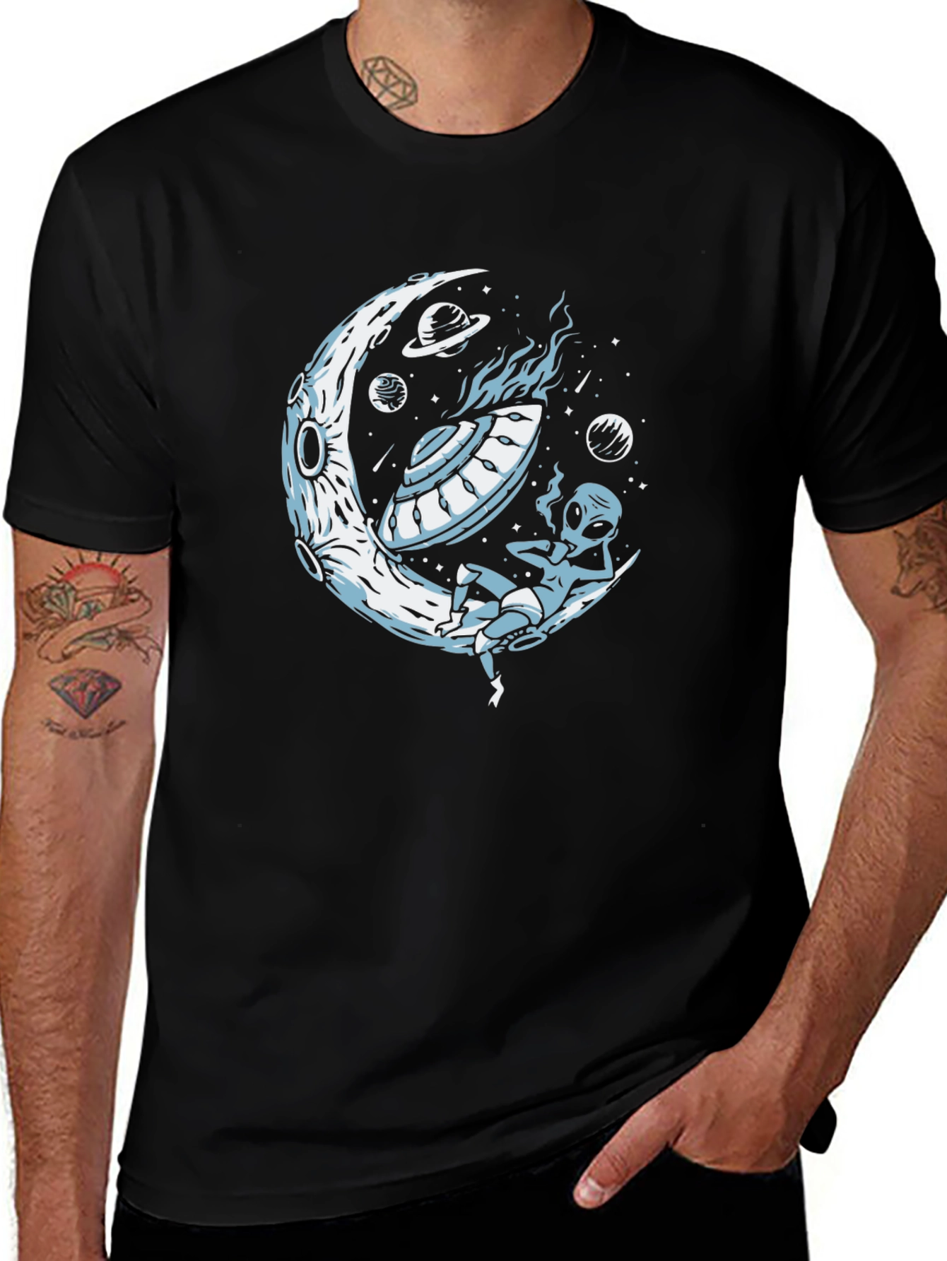 Alien on the Moon Graphic T-Shirt