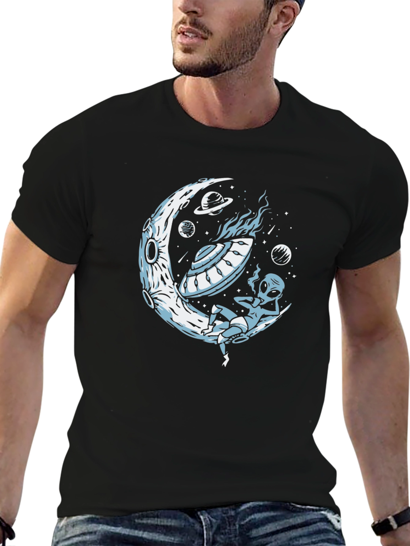 Alien on the Moon Graphic T-Shirt
