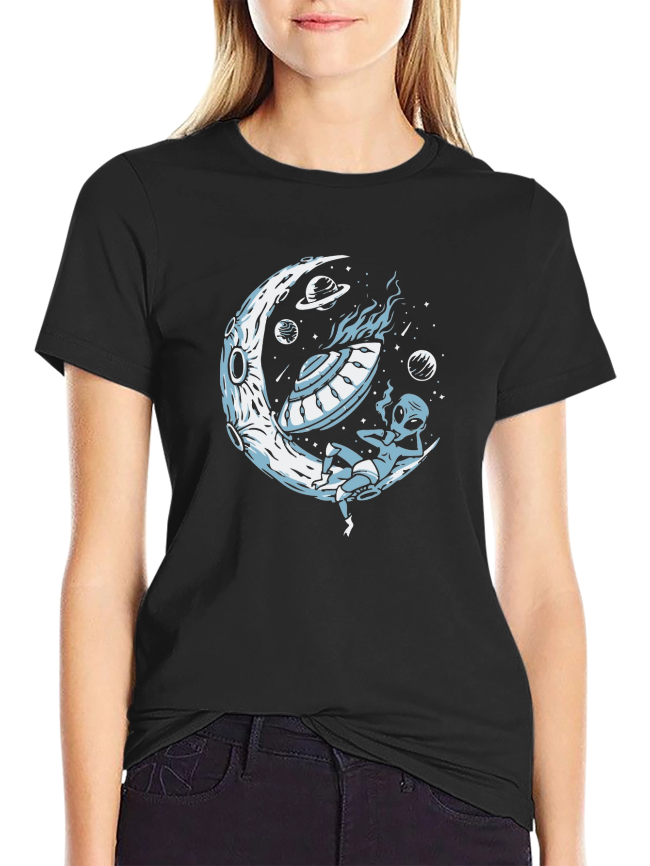 Alien on the Moon Graphic T-Shirt