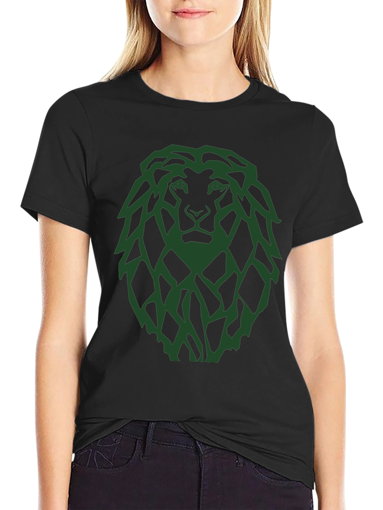 Lion Graphic Tee - Modern Green Print