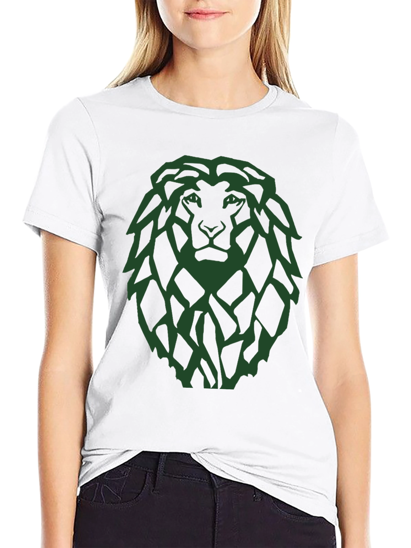 Lion Graphic Tee - Modern Green Print