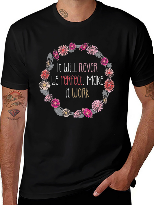 Floral Wreath Graphic Tee - It Will Never Be Perfect