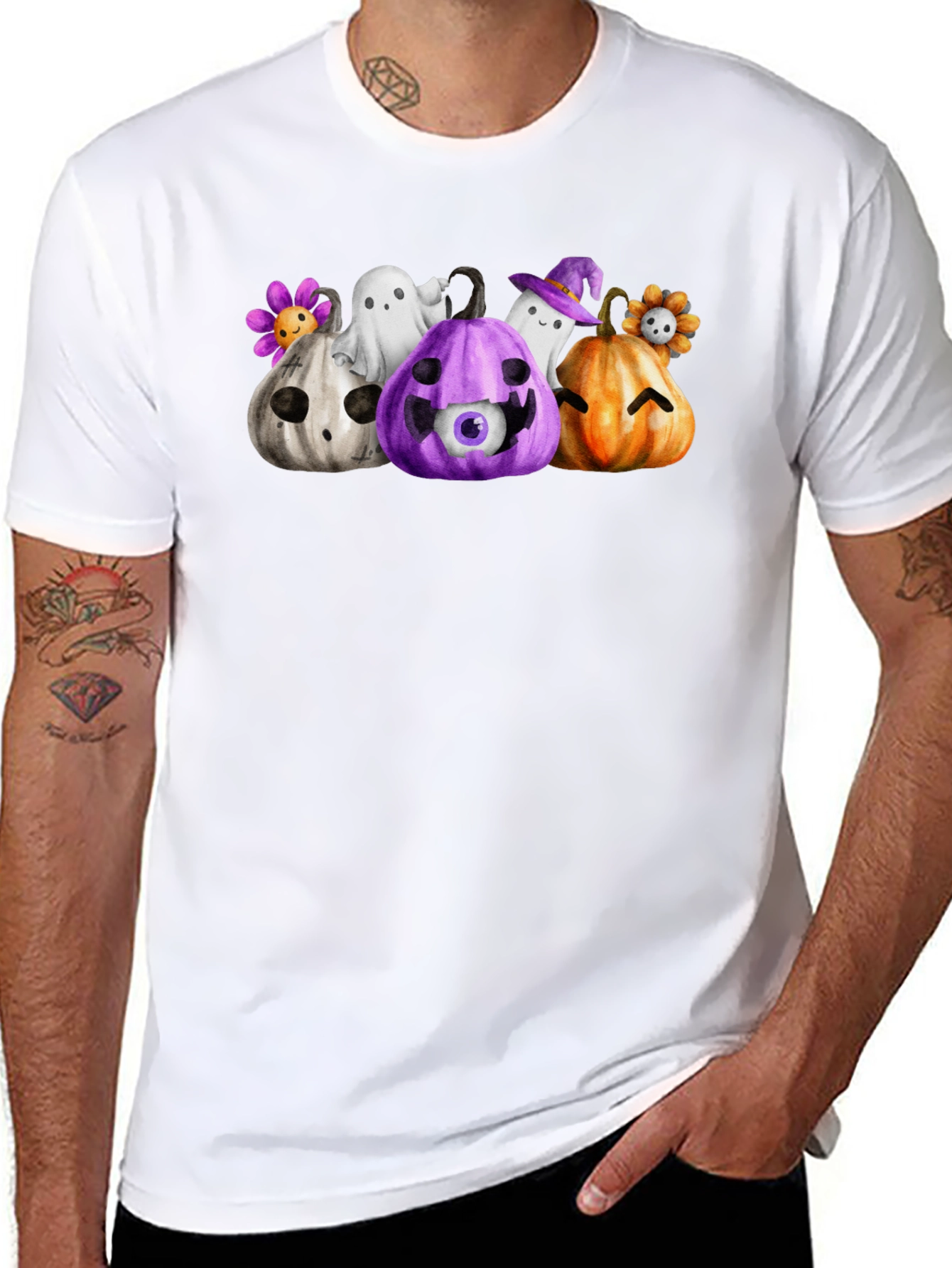 Halloween Pumpkin & Ghost Graphic Tee
