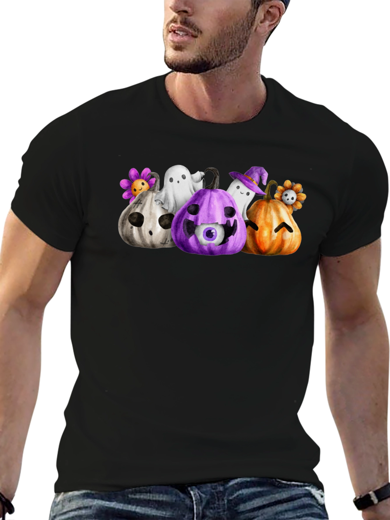 Halloween Pumpkin & Ghost Graphic Tee