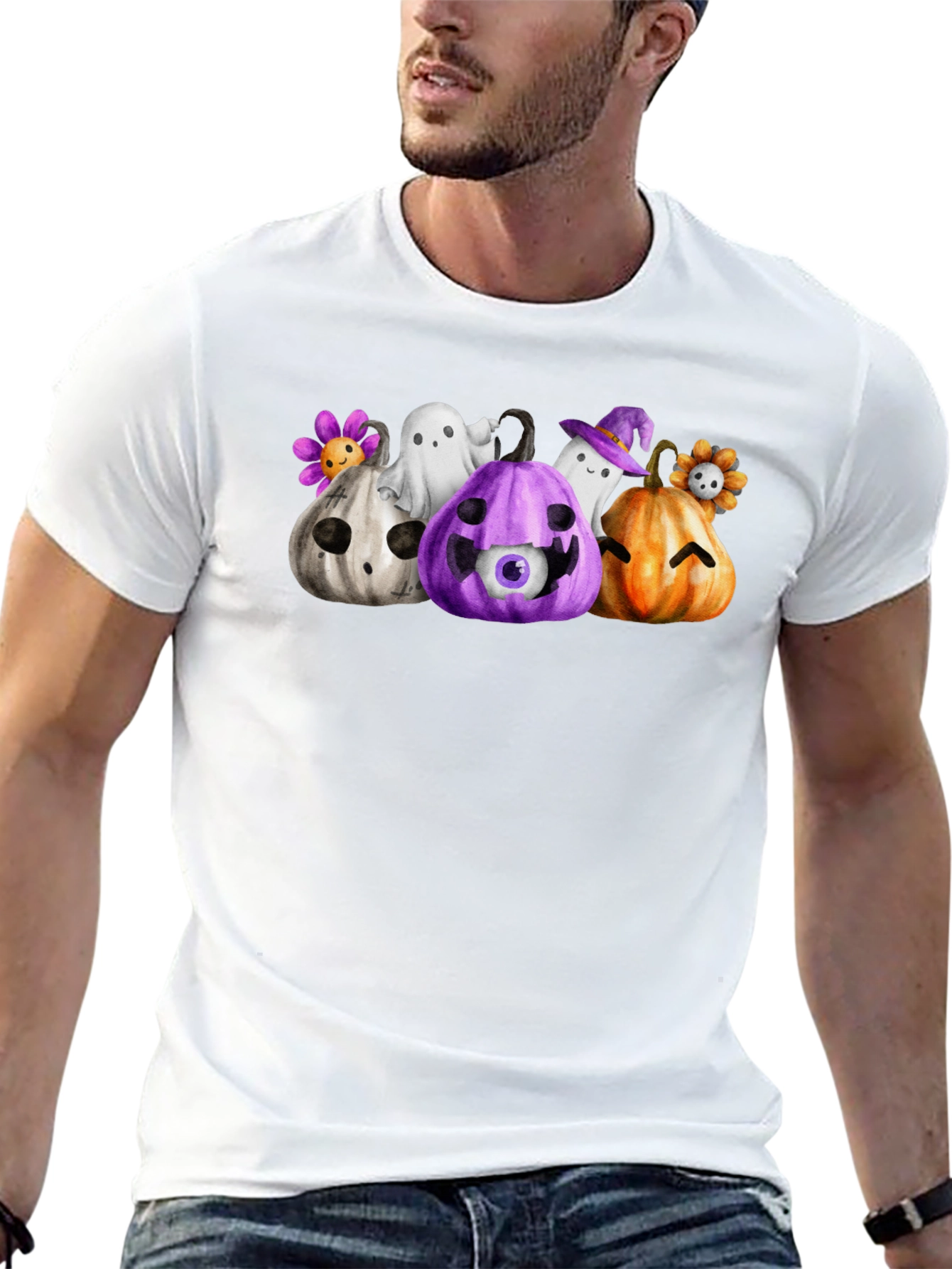 Halloween Pumpkin & Ghost Graphic Tee