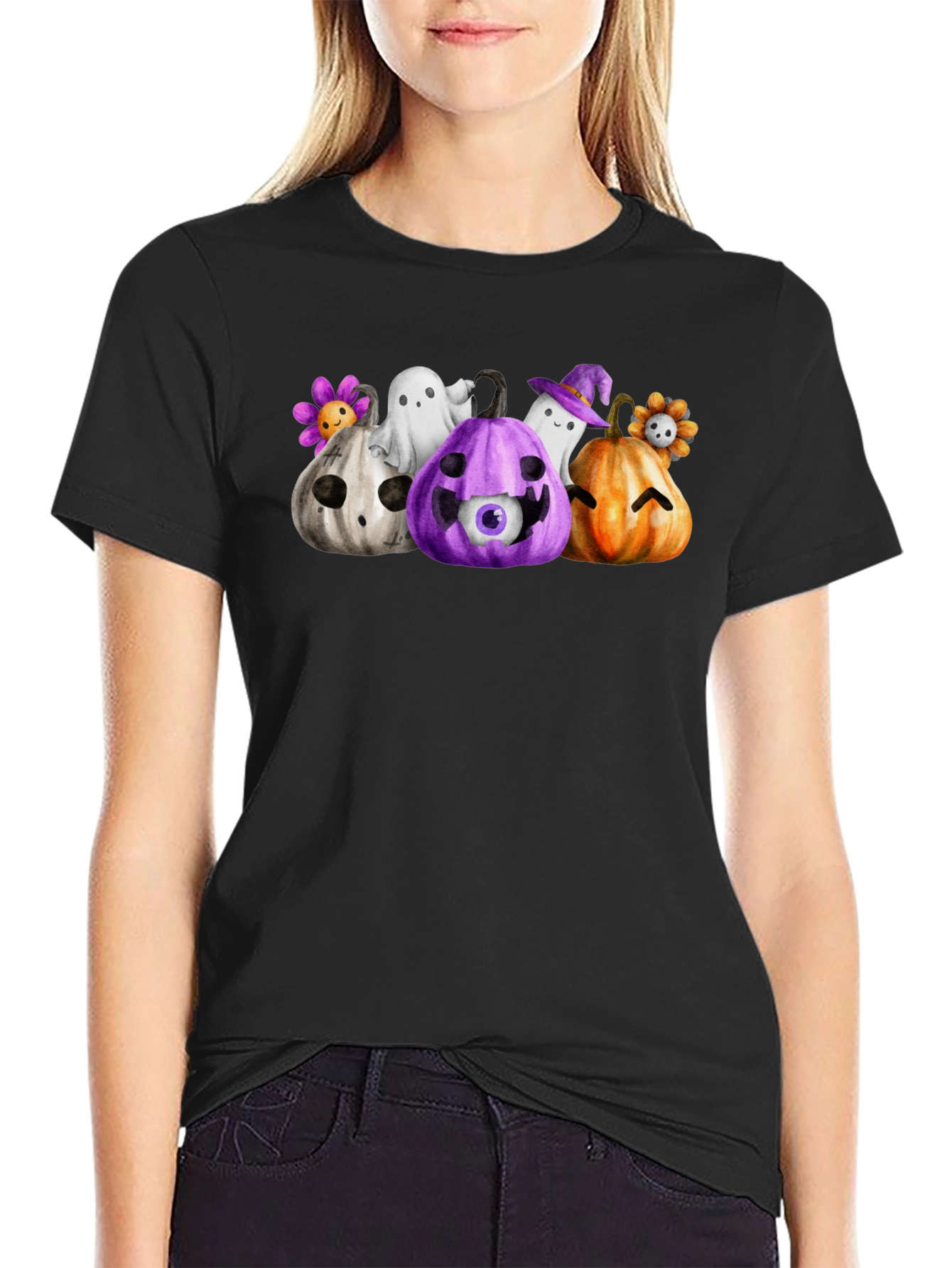 Halloween Pumpkin & Ghost Graphic Tee